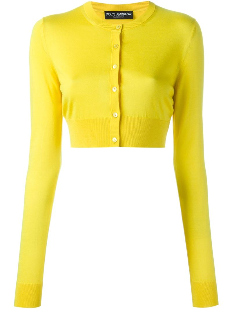 Dolce & gabbana Cropped Cardigan in Yellow | Lyst