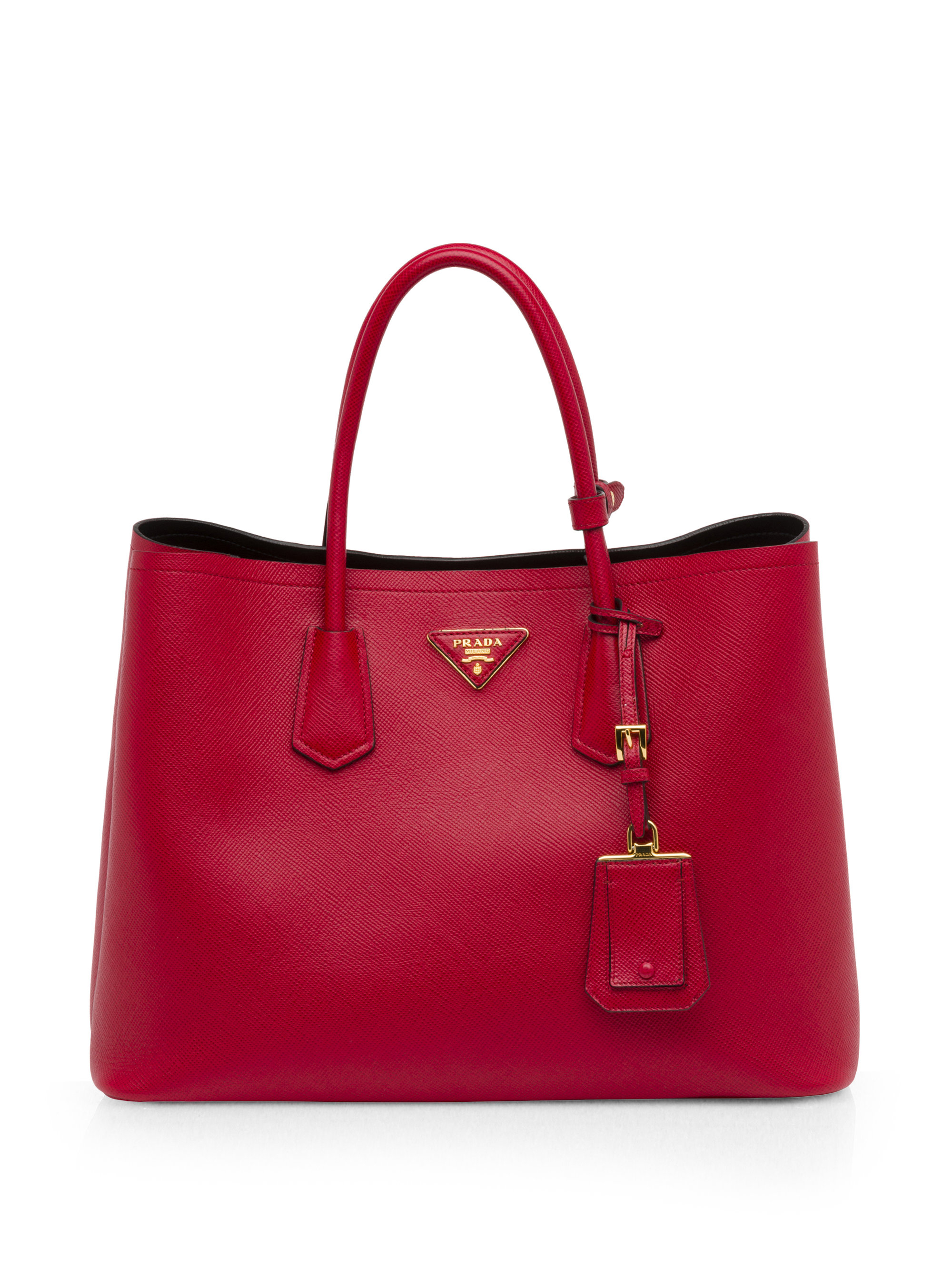 Prada Saffiano Cuir Doubletote in Red | Lyst