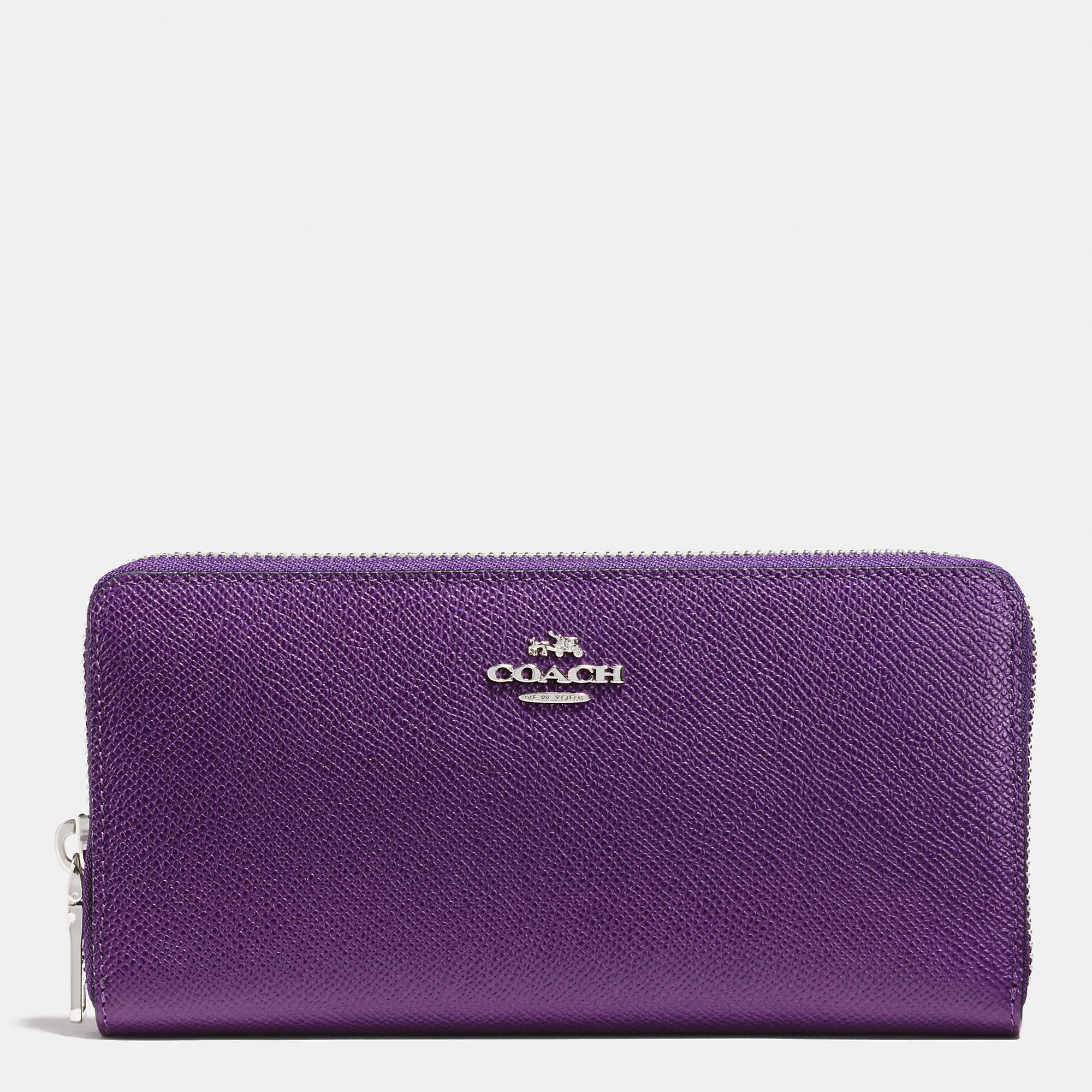 Lyst - Coach Accordion Zip Wallet In Crossgrain Leather in Purple