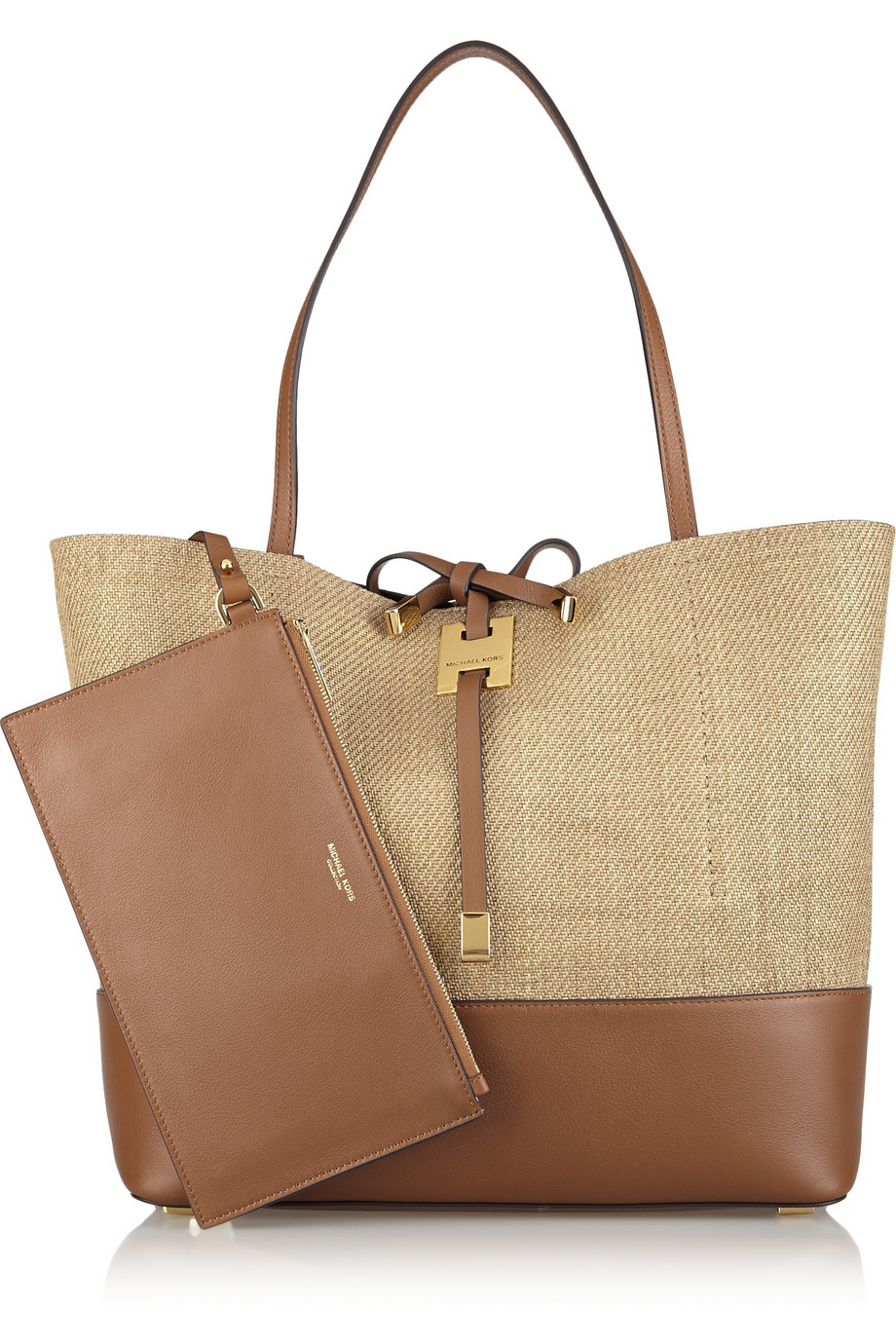 Michael kors Miranda Large Canvas And Leather Tote in Natural | Lyst