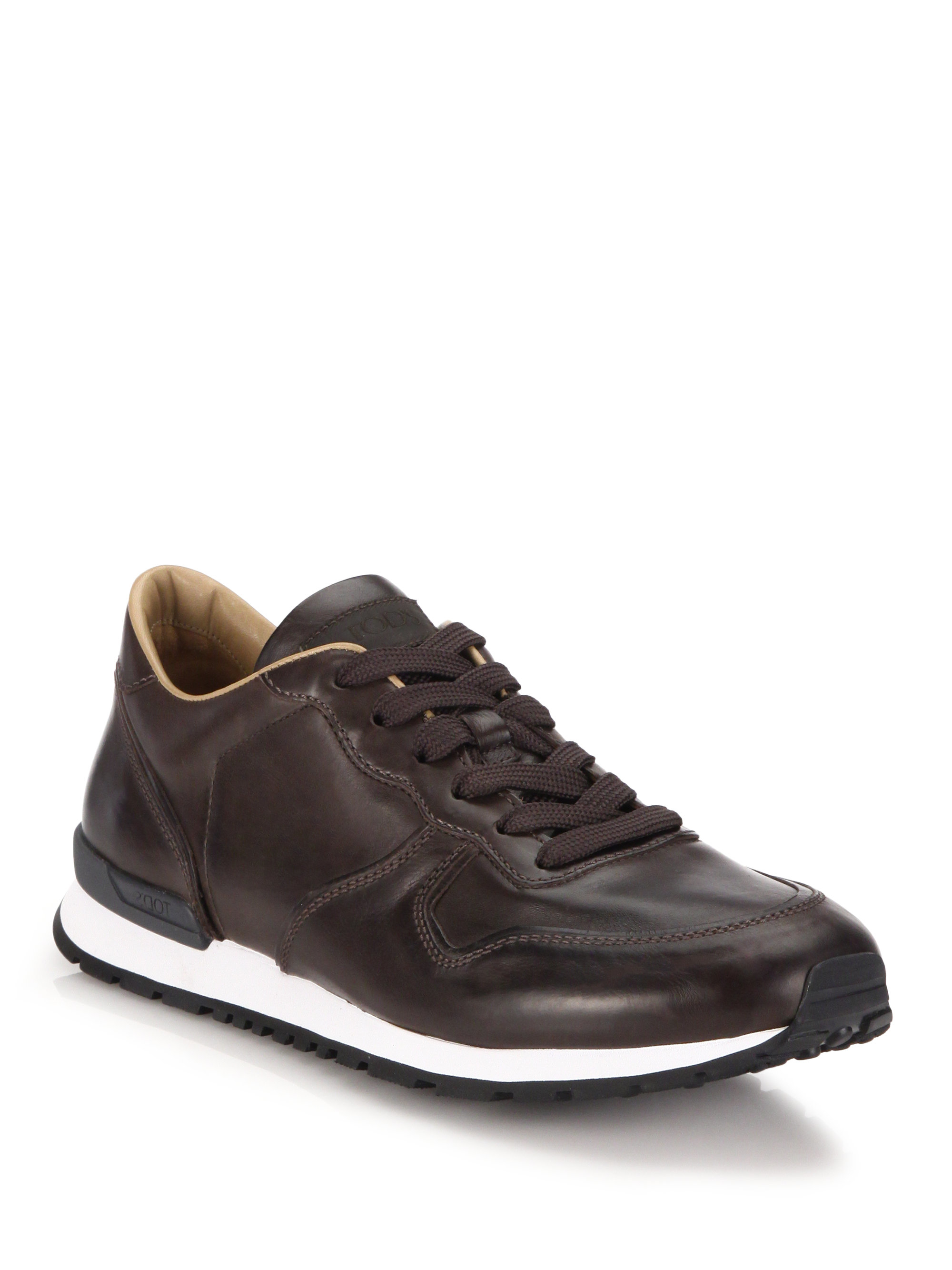 Lyst - Tod'S Leather Sneakers in Brown for Men