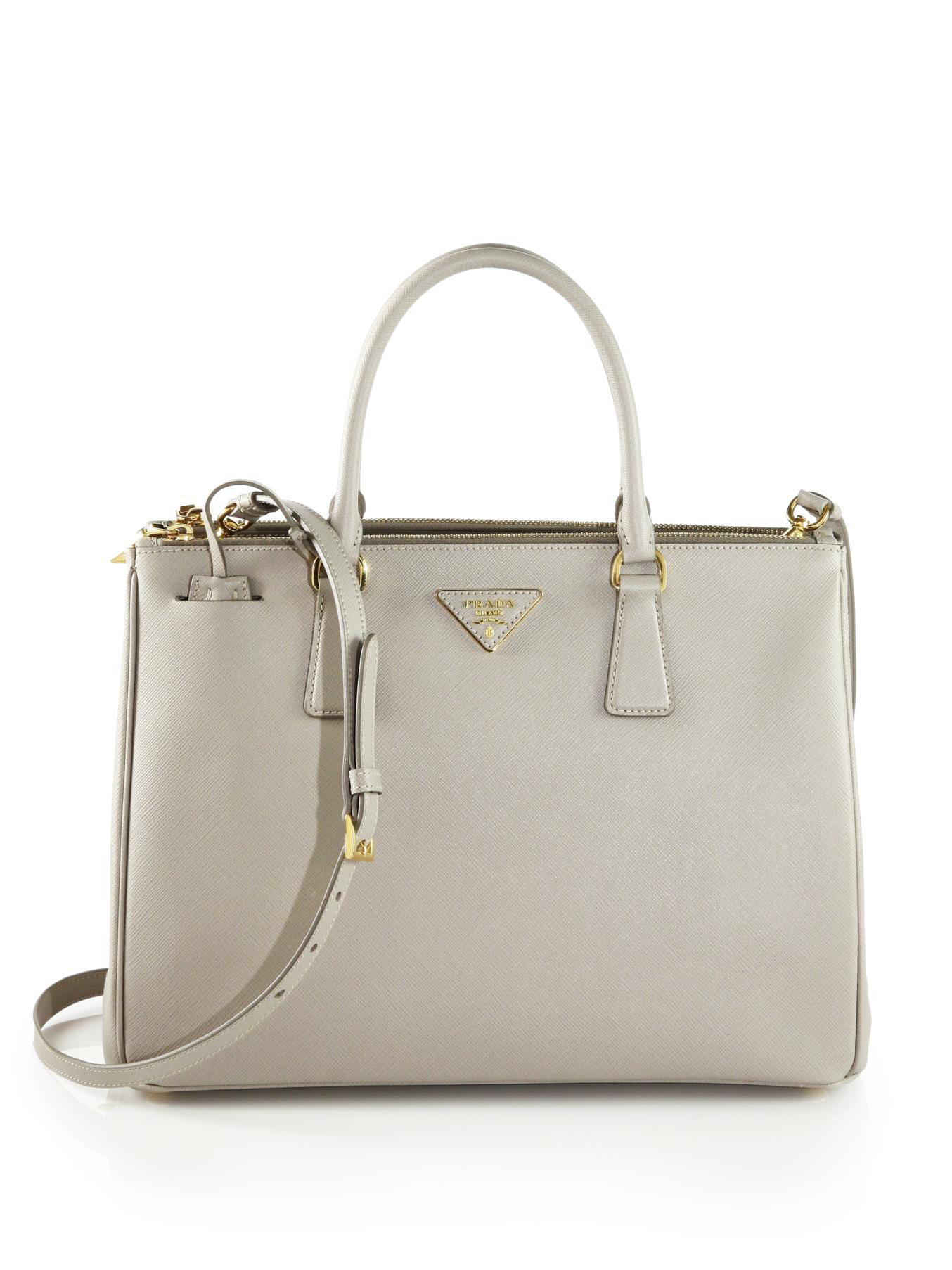 Prada Saffiano Medium Double Zip Top-handle Bag in Gray (POMICE ...