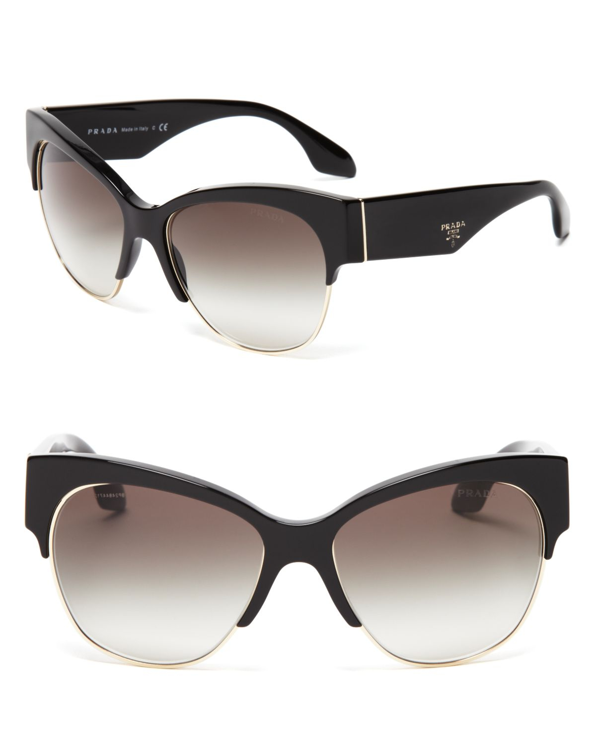 Prada Cat Eye Sunglasses in Black | Lyst