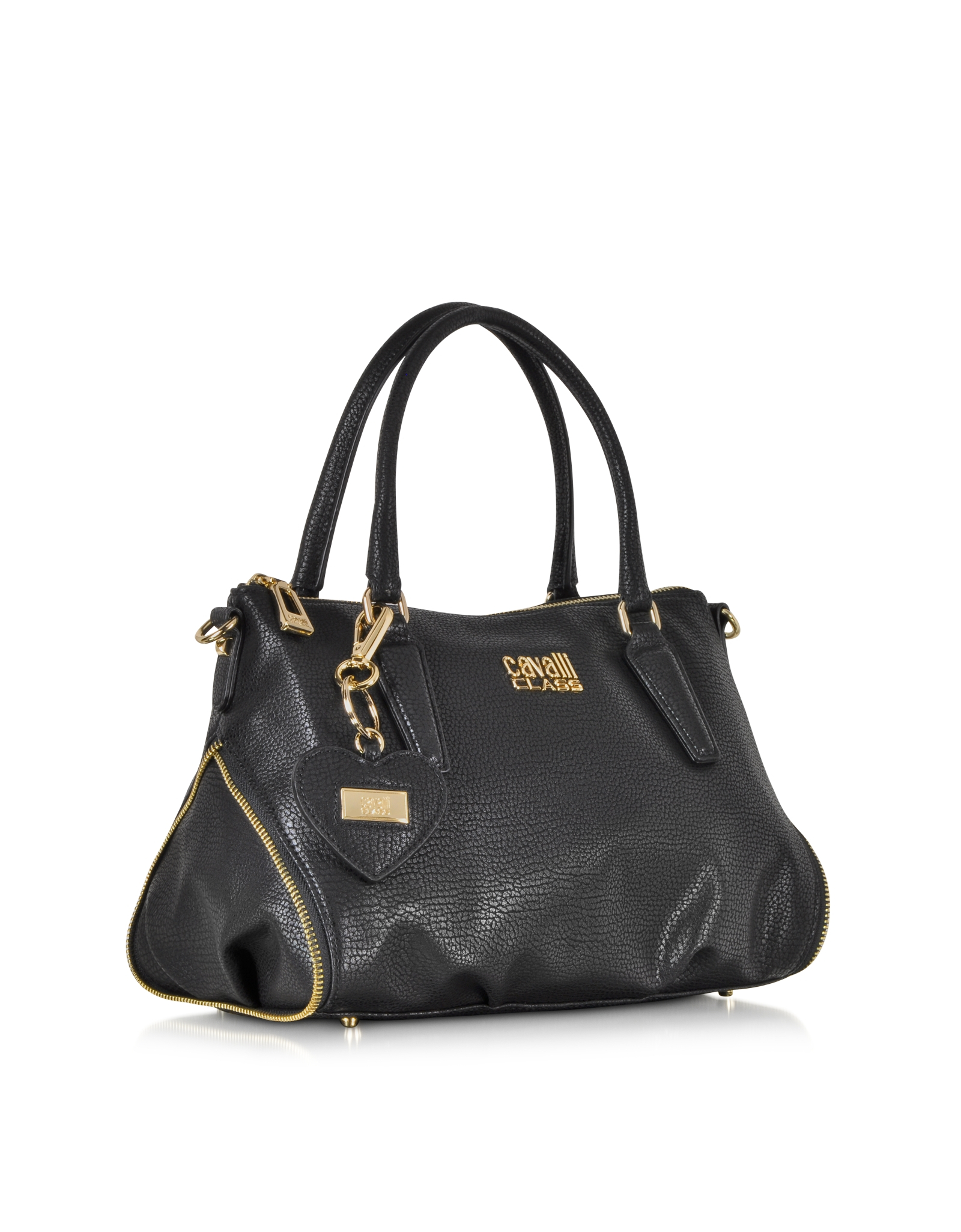 Lyst - Class Roberto Cavalli Isabeli Black Eco Leather Bowling Bag in Black