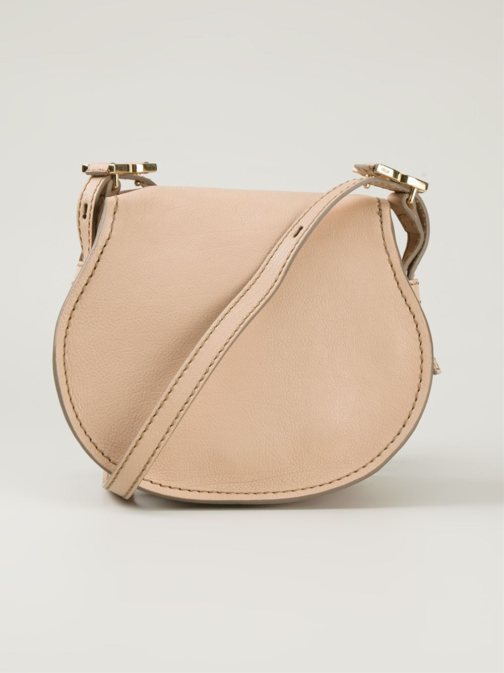 Chlo Marcie Leather Cross-Body Bag in Beige (nude \u0026amp; neutrals) | Lyst