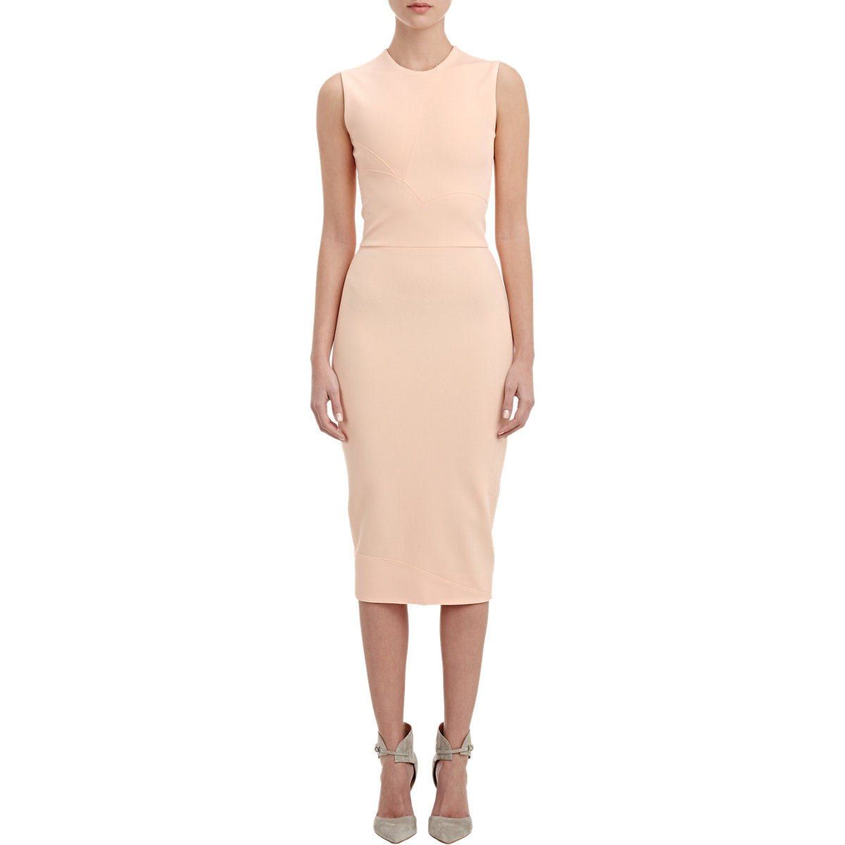 Victoria beckham Compact Knit Sheath Dress in Pink | Lyst