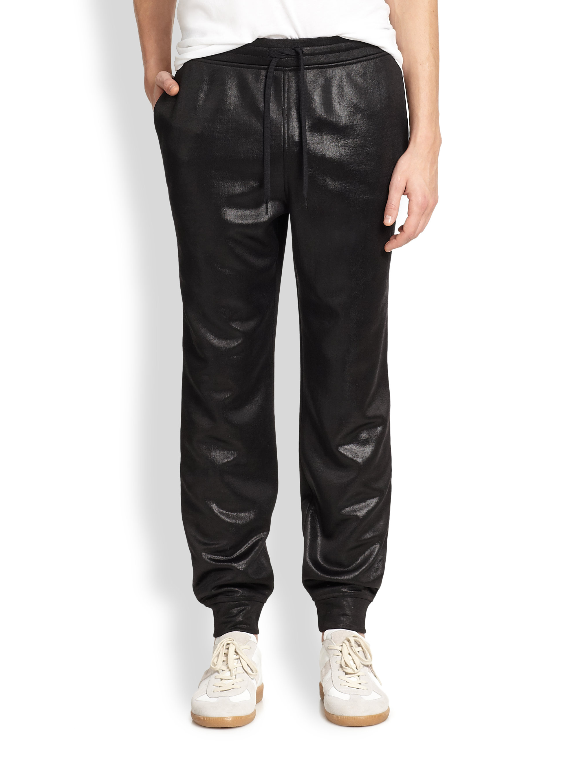 T by alexander wang Shiny Knit Sweatpants in Black for Men | Lyst