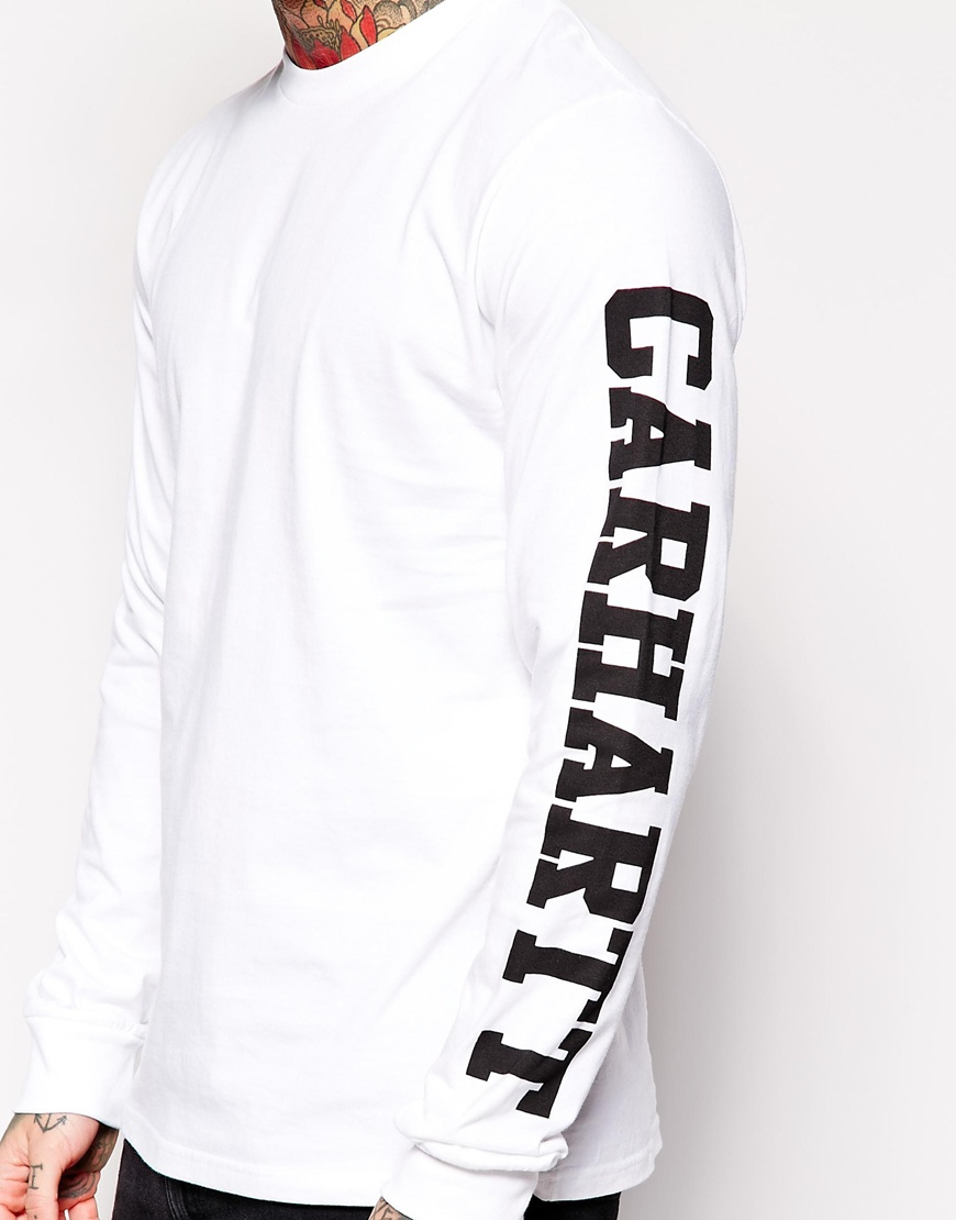 Carhartt Long Sleeve College T-shirt in White for Men | Lyst