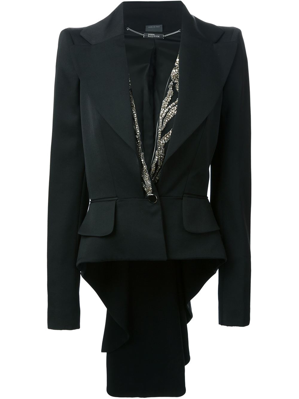 Alexander McQueen Embellished Collar Tail Blazer in Black Lyst