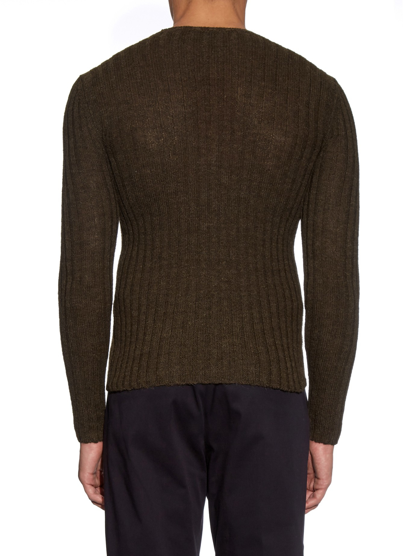 Lyst - Gucci Crew-Neck Wool-Blend Knit Sweater in Green for Men