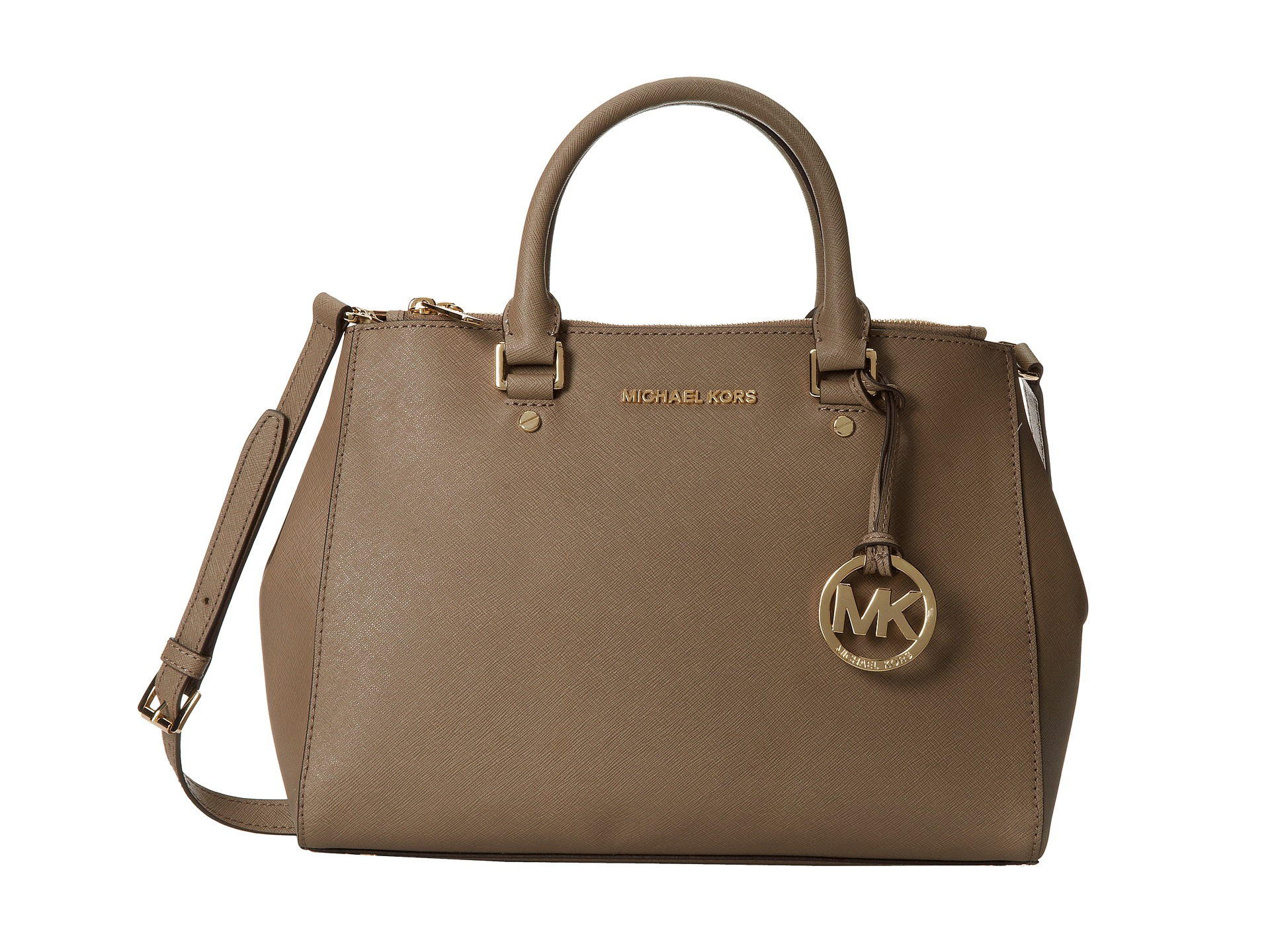 Michael michael kors Hannah Medium Quilted Smooth Satchel Bag in Gray ...