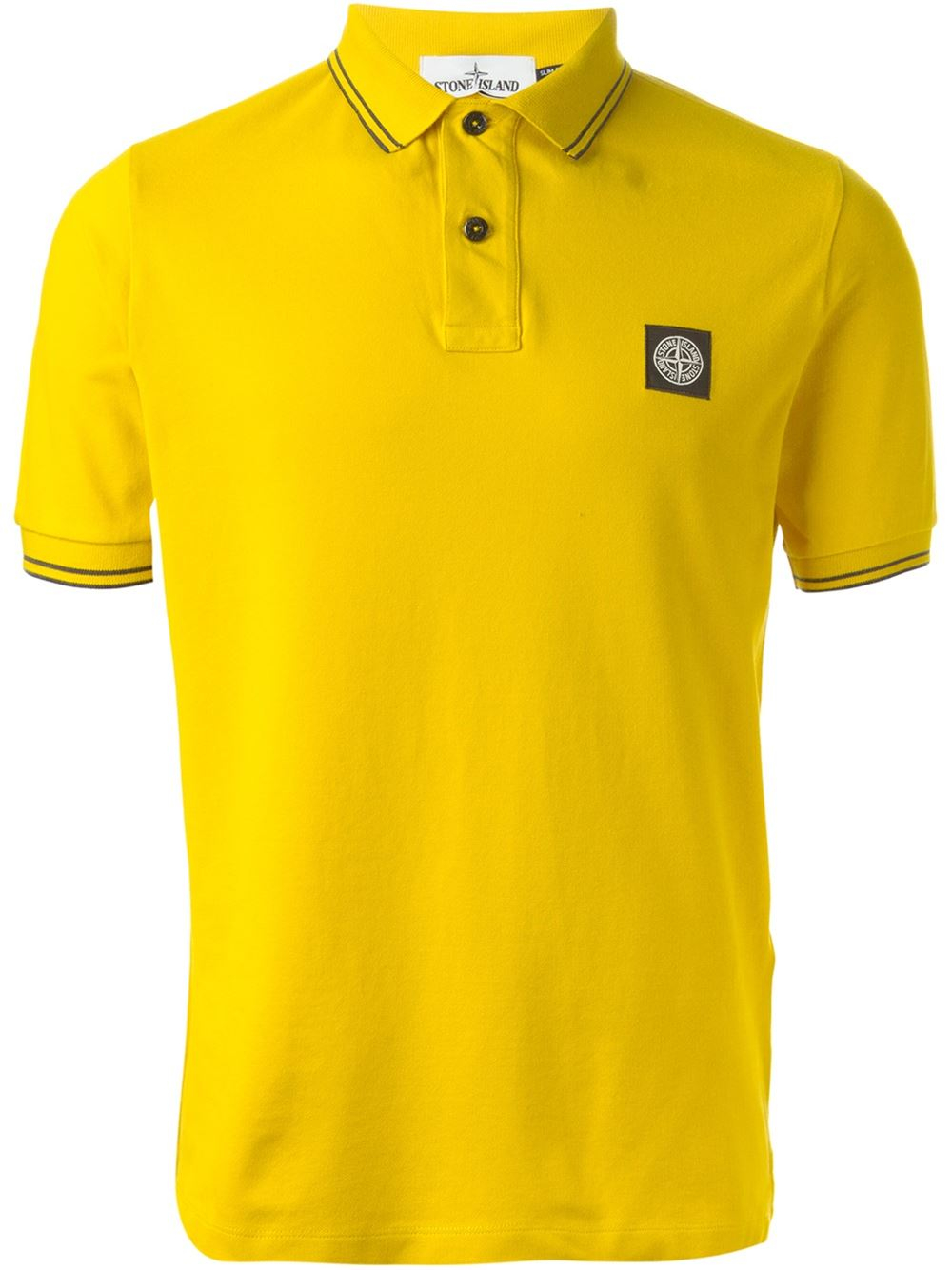 Stone Island Logo Patch Polo Shirt in Yellow for Men (yellow & orange)