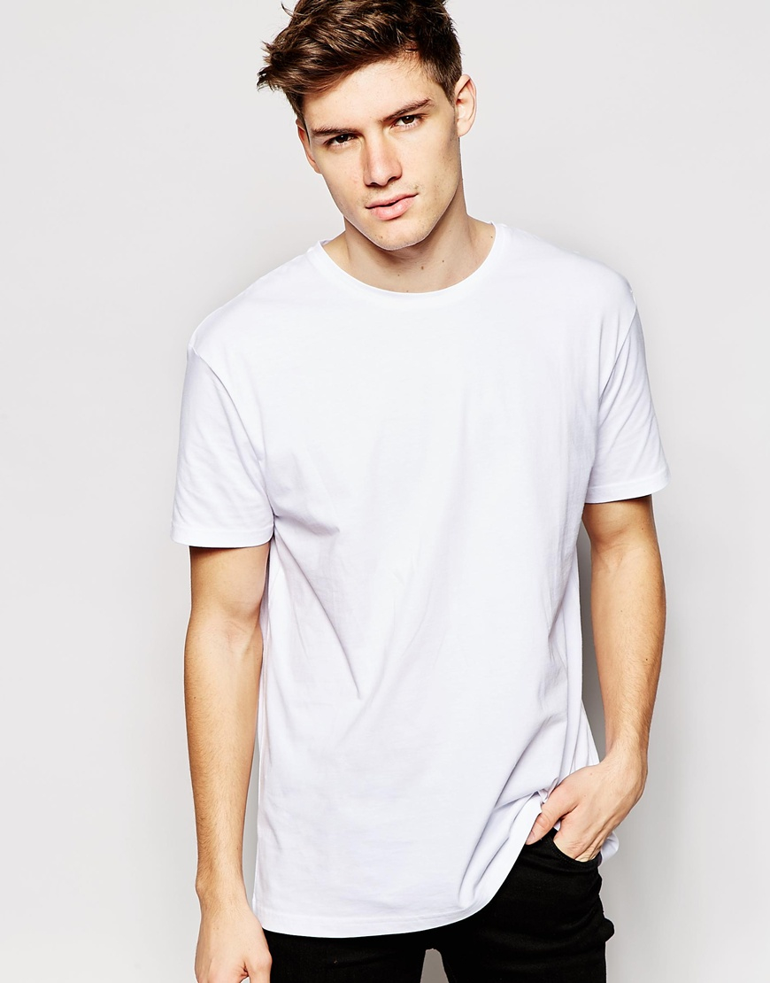 Lyst - Another influence Longline Plain T-shirt in White for Men