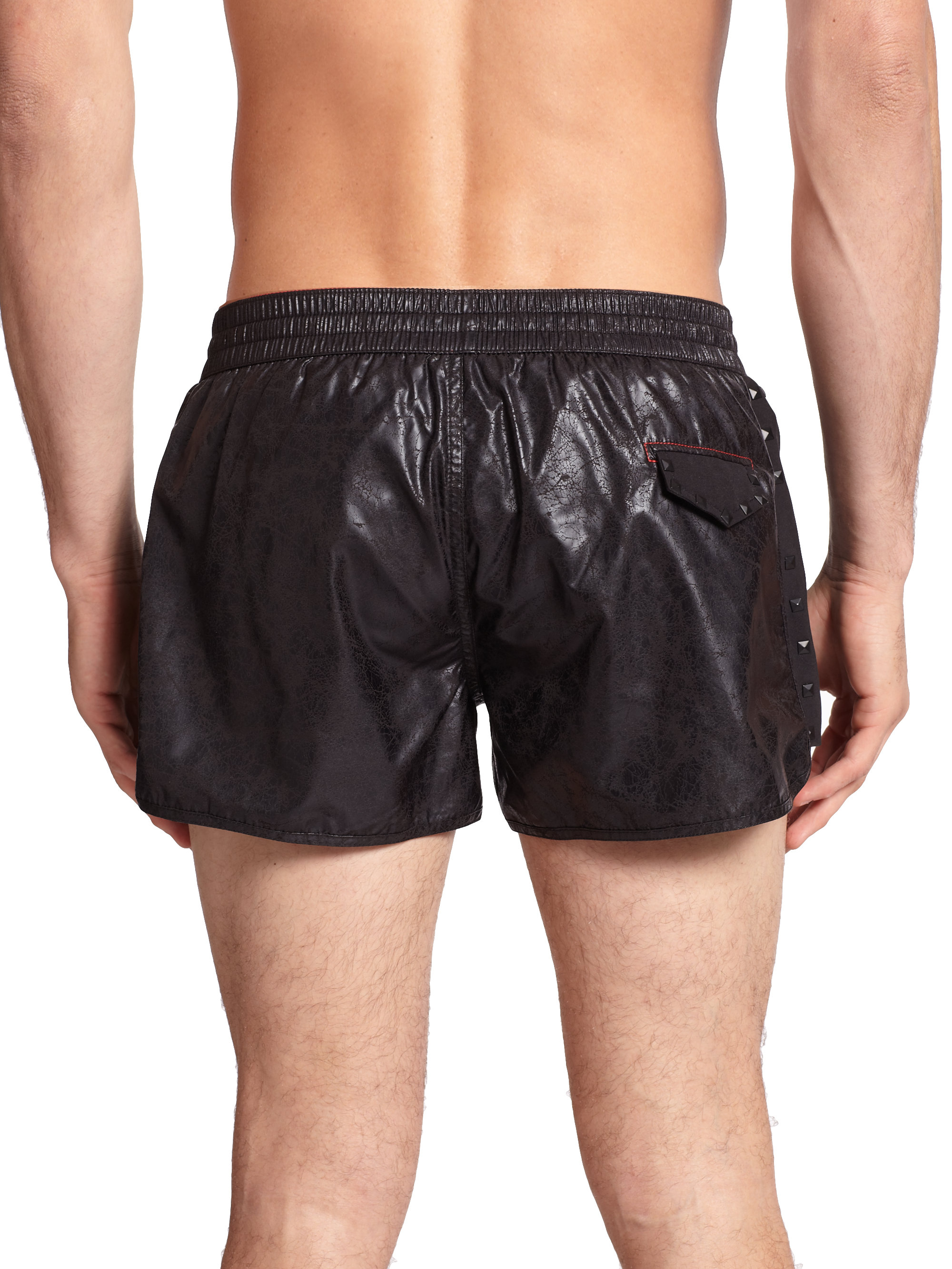 Diesel Reef Coated Studded Swim Trunks in Black for Men Lyst