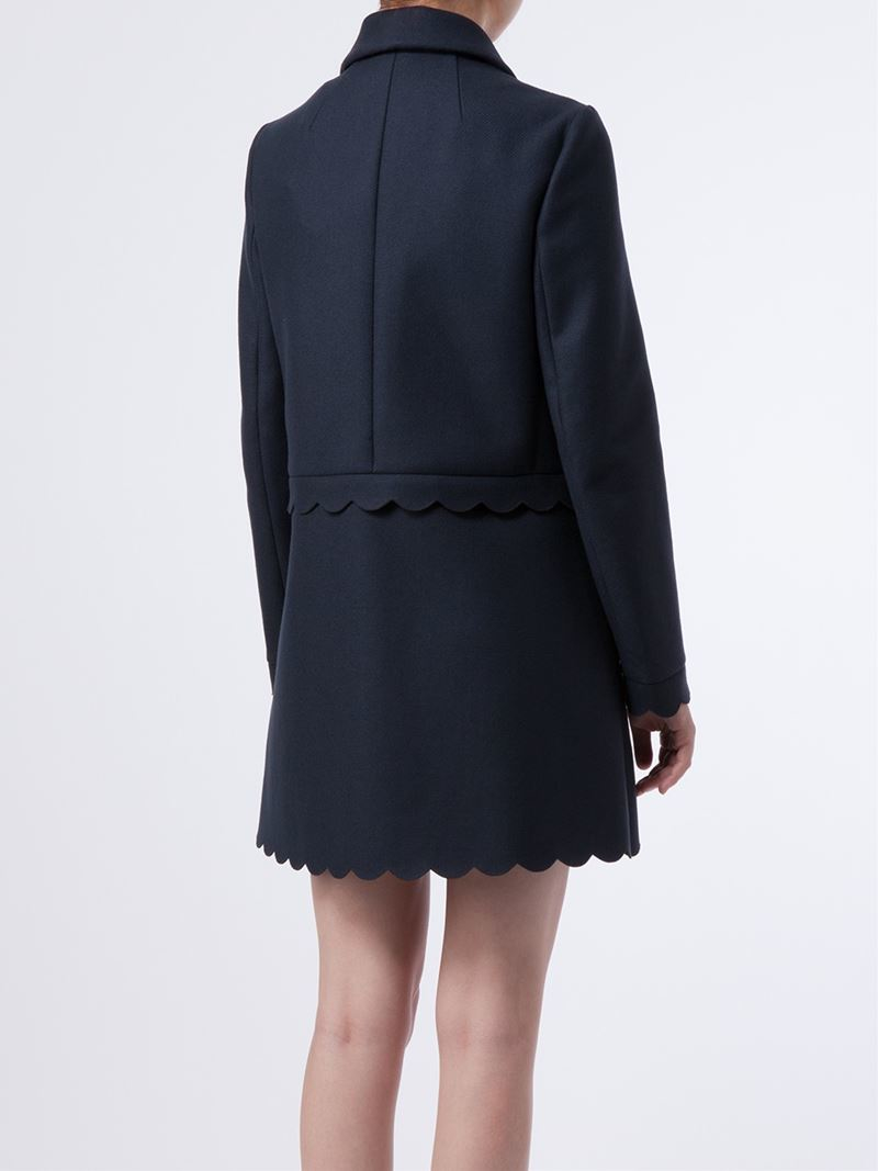 Lyst - RED Valentino Scalloped Trim Coat in Blue