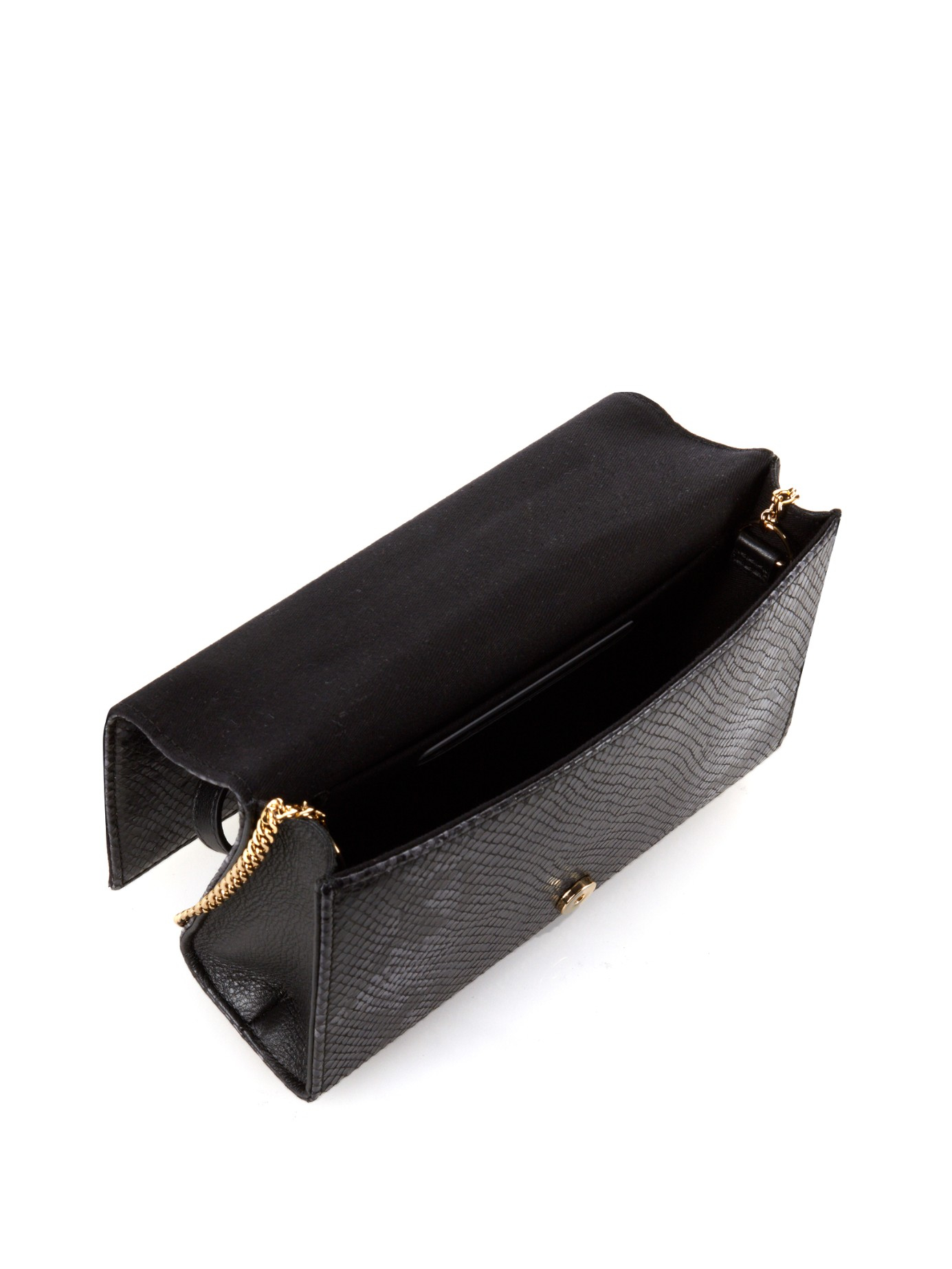 See by chlo Nora Python-effect Leather Clutch in Black (BLACK ...