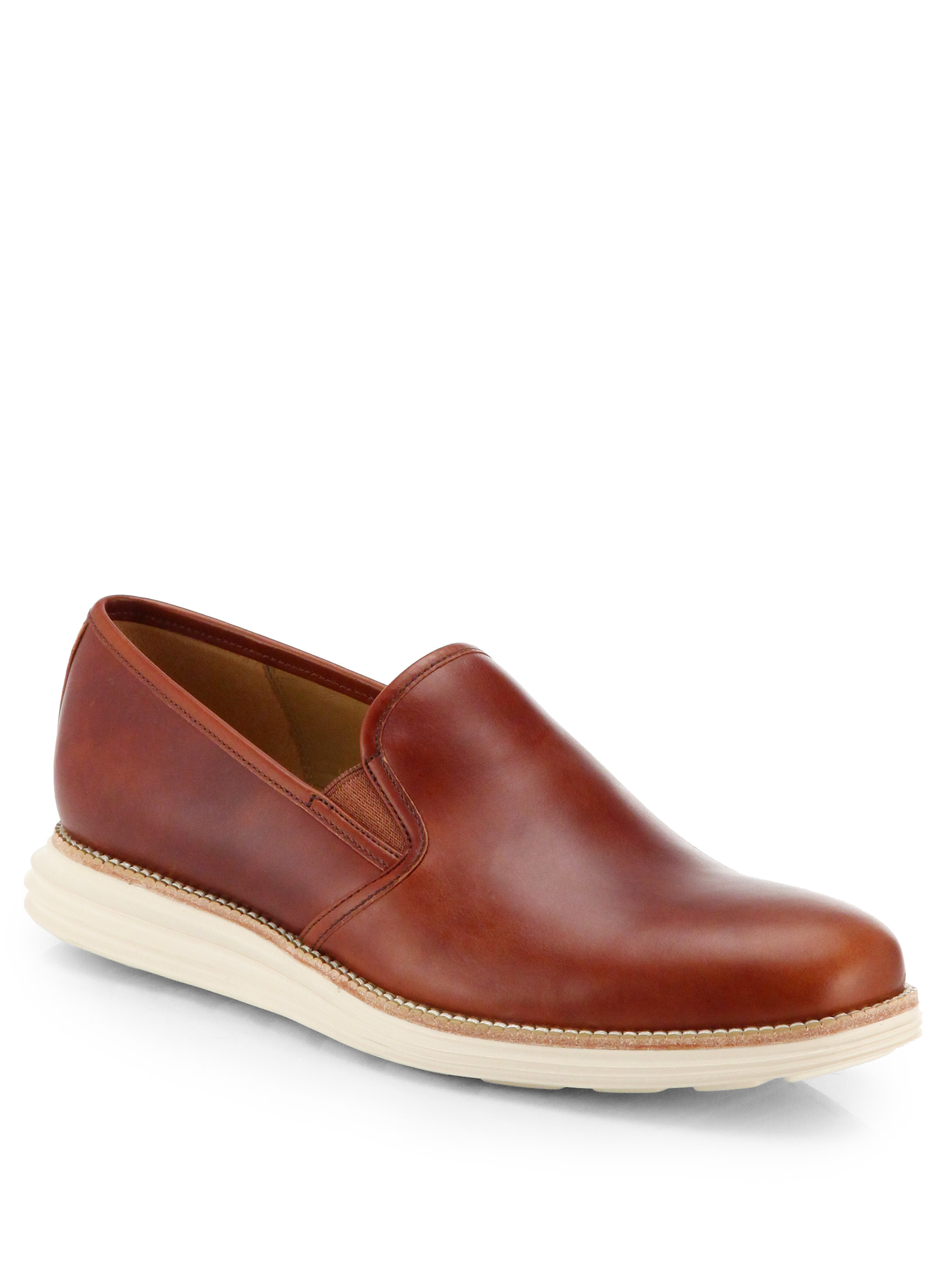 Lyst Cole Haan Lunargrand TwoTone Leather SlipOn Loafers in Brown