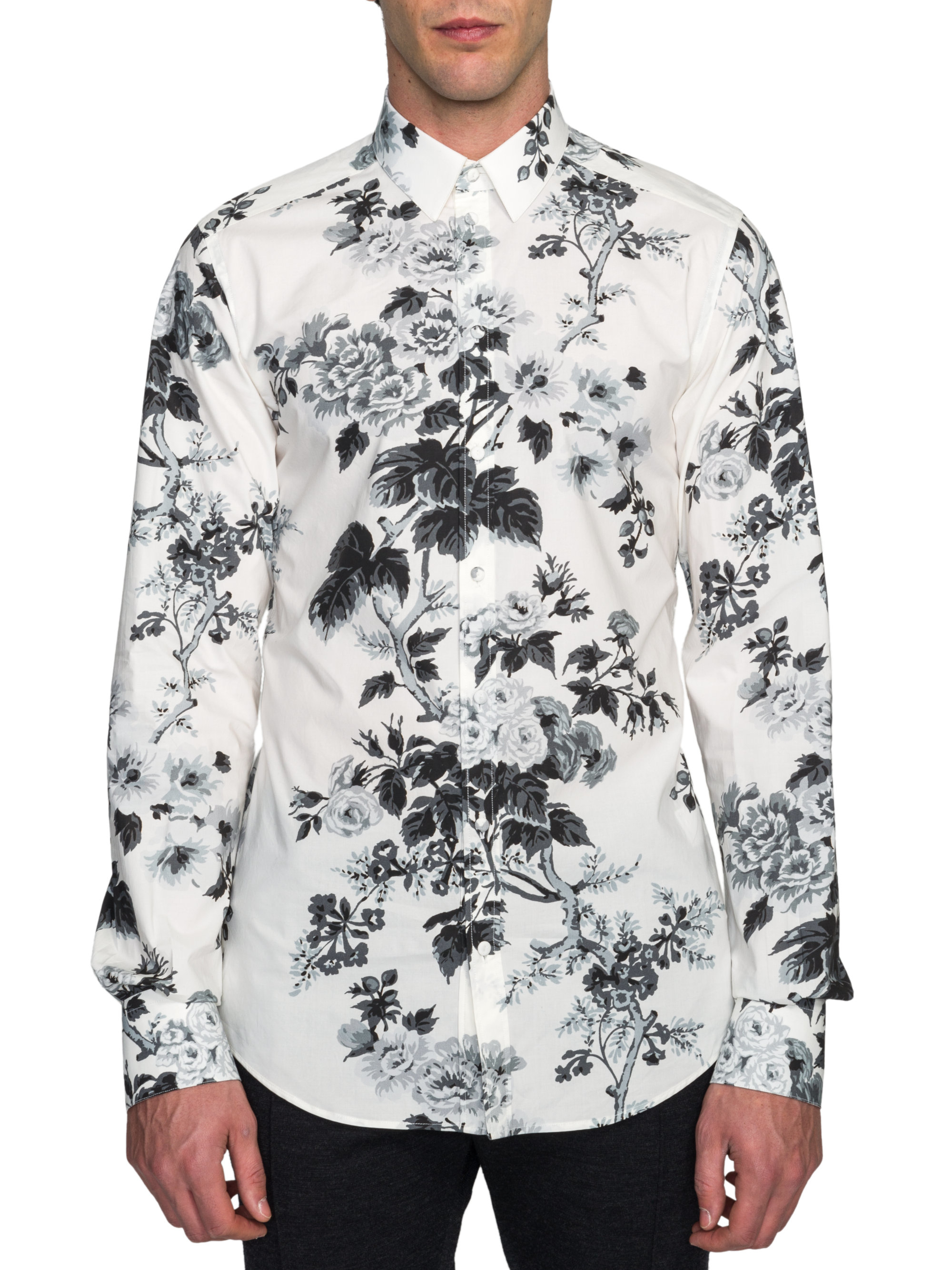 Lyst - Dolce & gabbana Floral Print Shirt in Black for Men