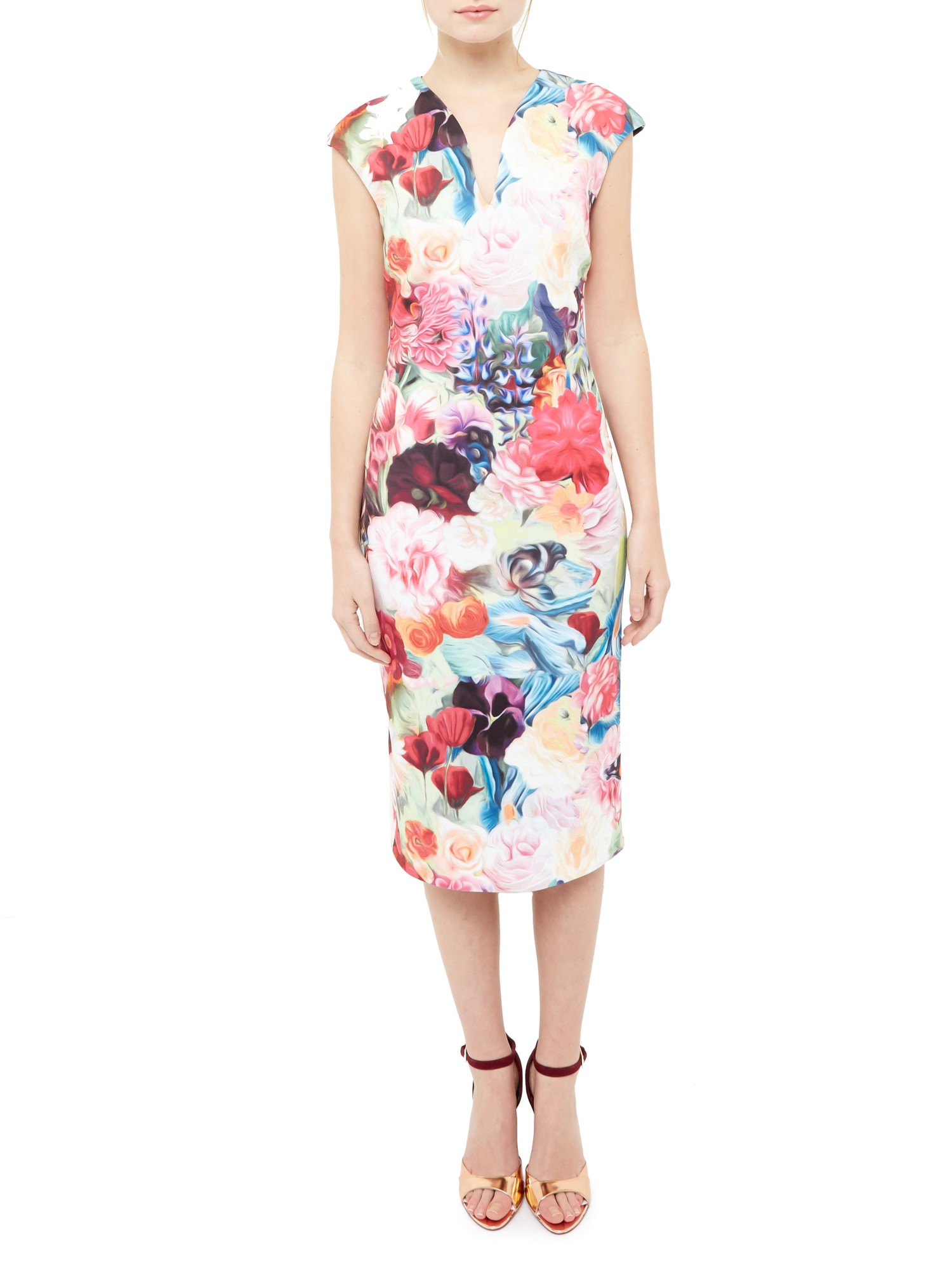 Ted baker Odeela Floral Swirl Bodycon Dress in Multicolor (Fuschia) | Lyst