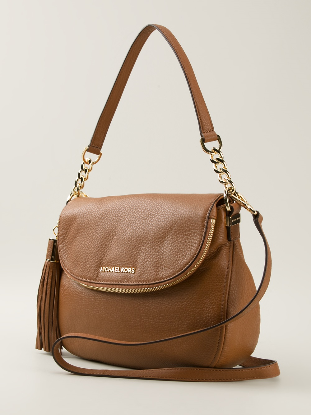 Lyst Michael Kors Bedford Leather Shoulder Bag In Brown