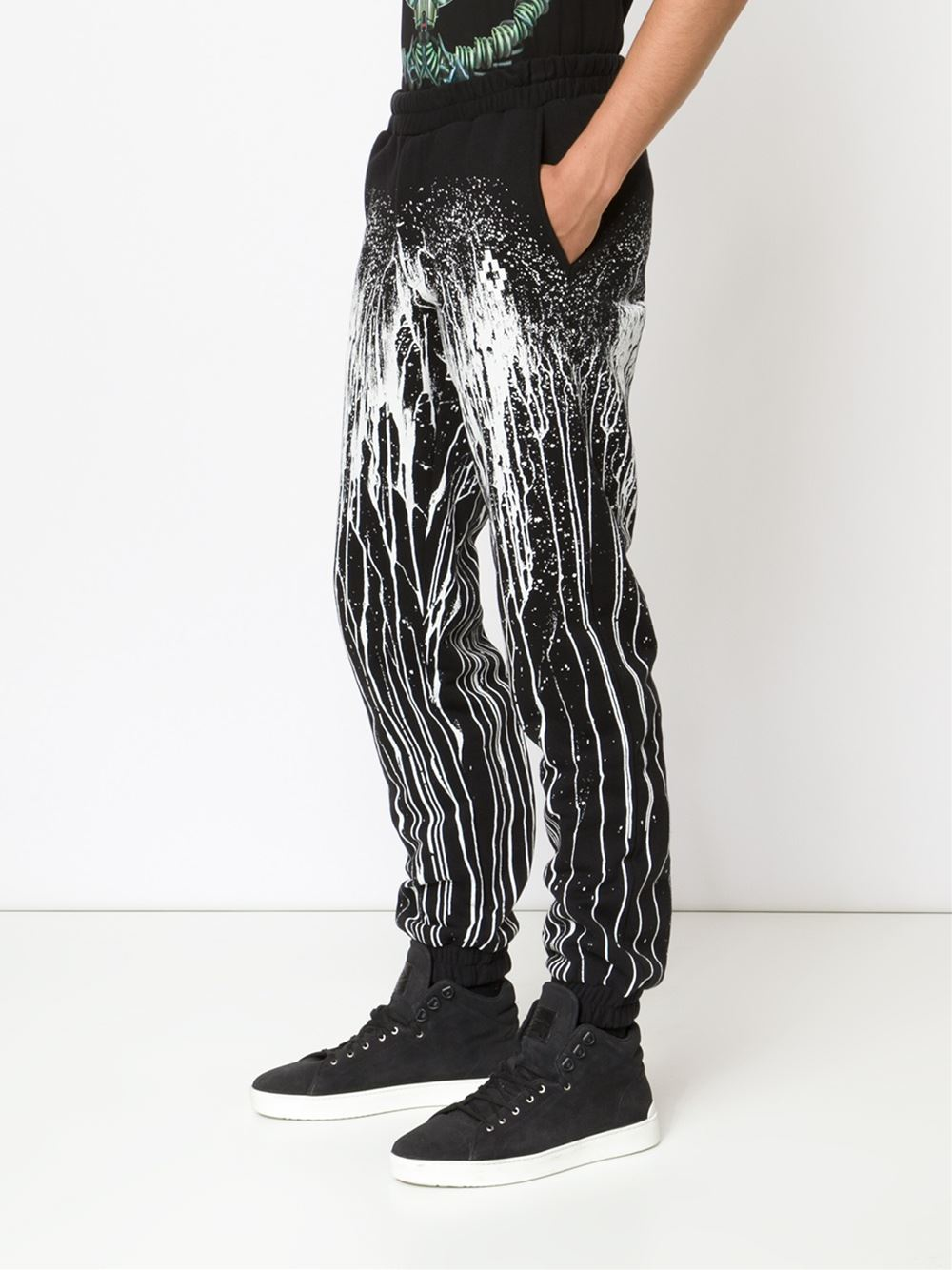 Marcelo burlon Paint Drip Print Track Pants in Black for Men | Lyst