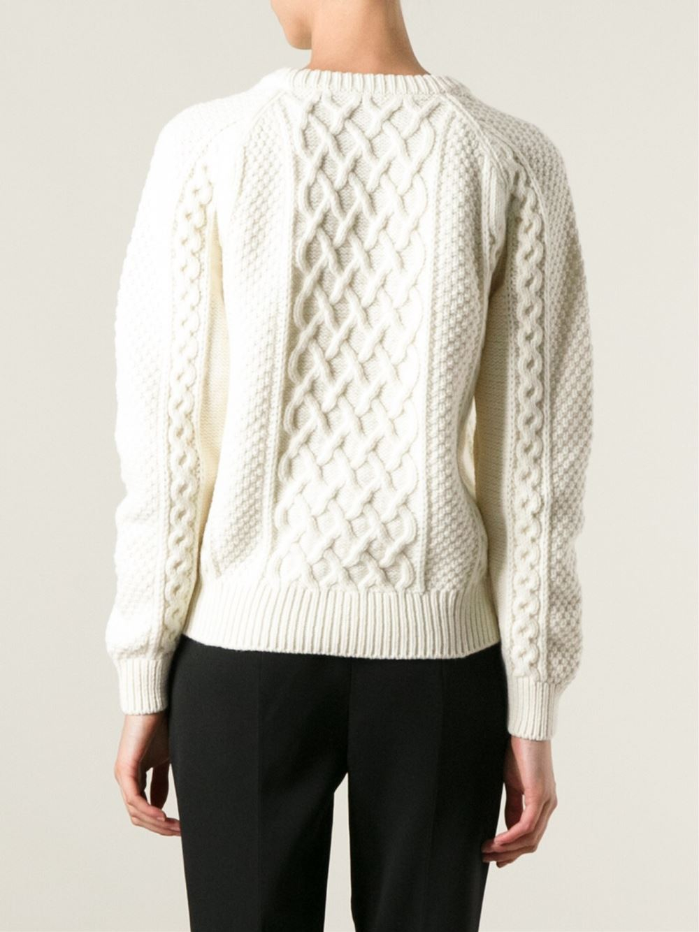 Alexander mcqueen Skull Cable Knit Sweater in White | Lyst