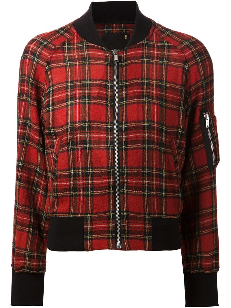 Lyst - R13 Plaid Pattern Bomber Jacket in Red