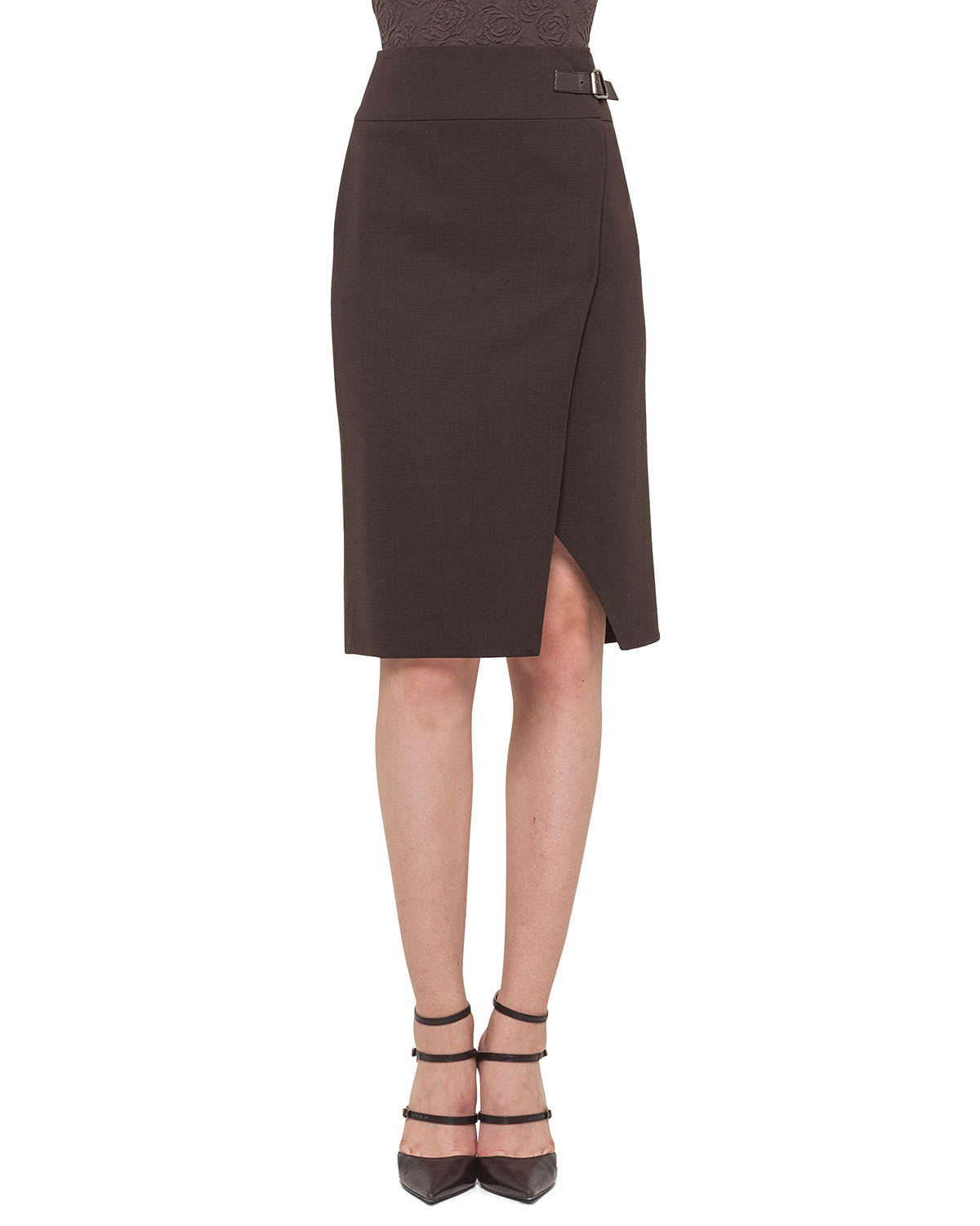 Lyst - Akris Double-faced High-waisted Slit Pencil Skirt in Brown