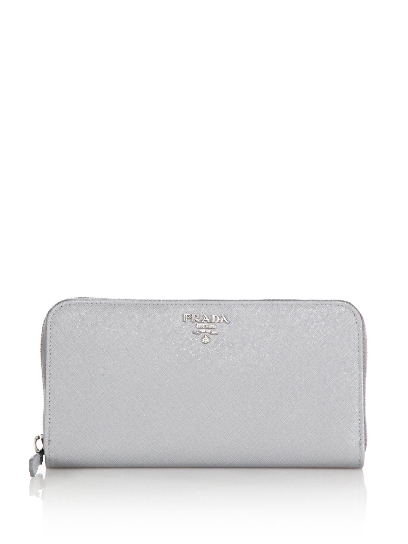 Prada Saffiano Leather Continental Wallet in Gray (granito) | Lyst  