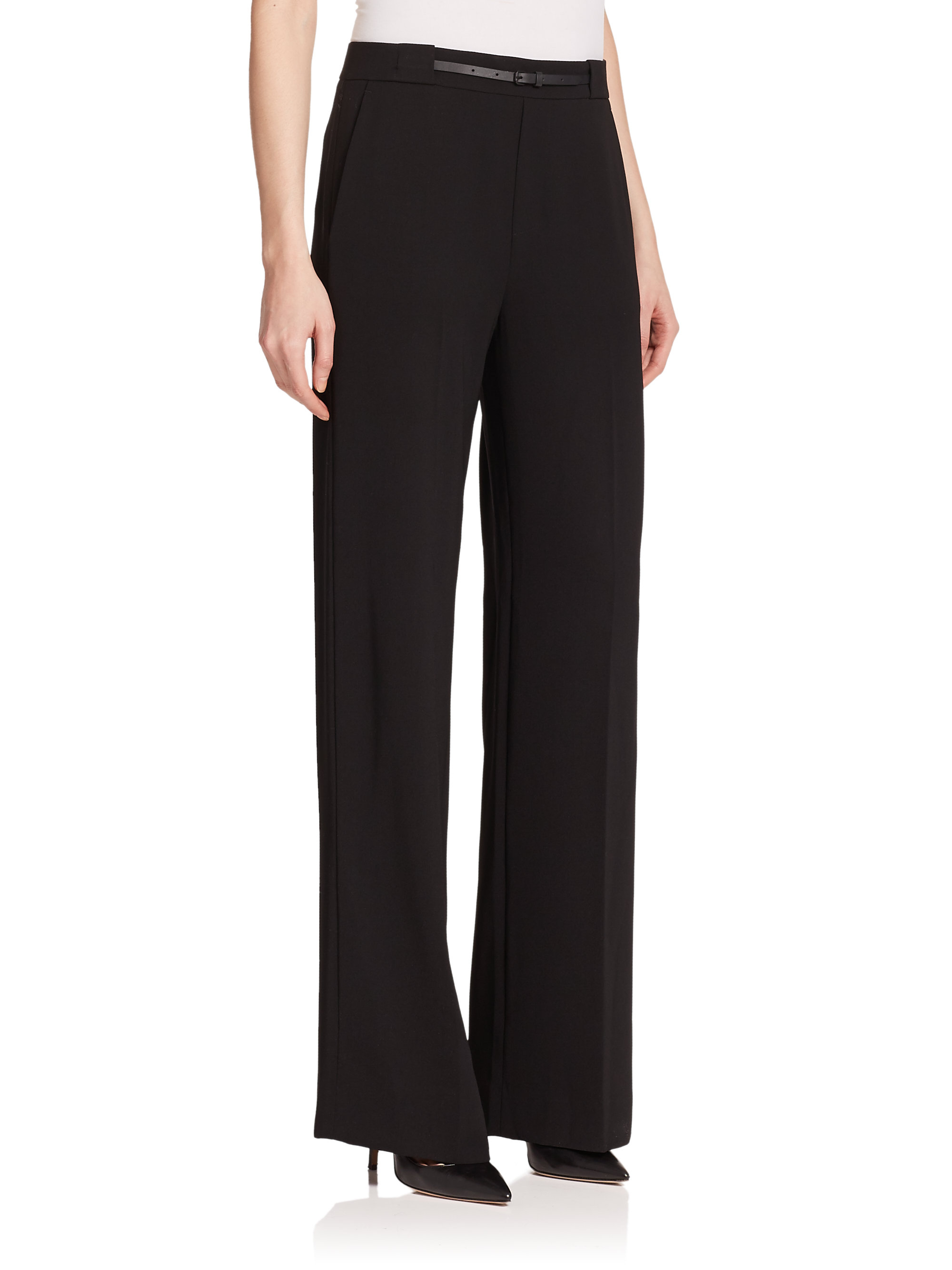 Lyst - Vince Belted High-waist Pants in Black