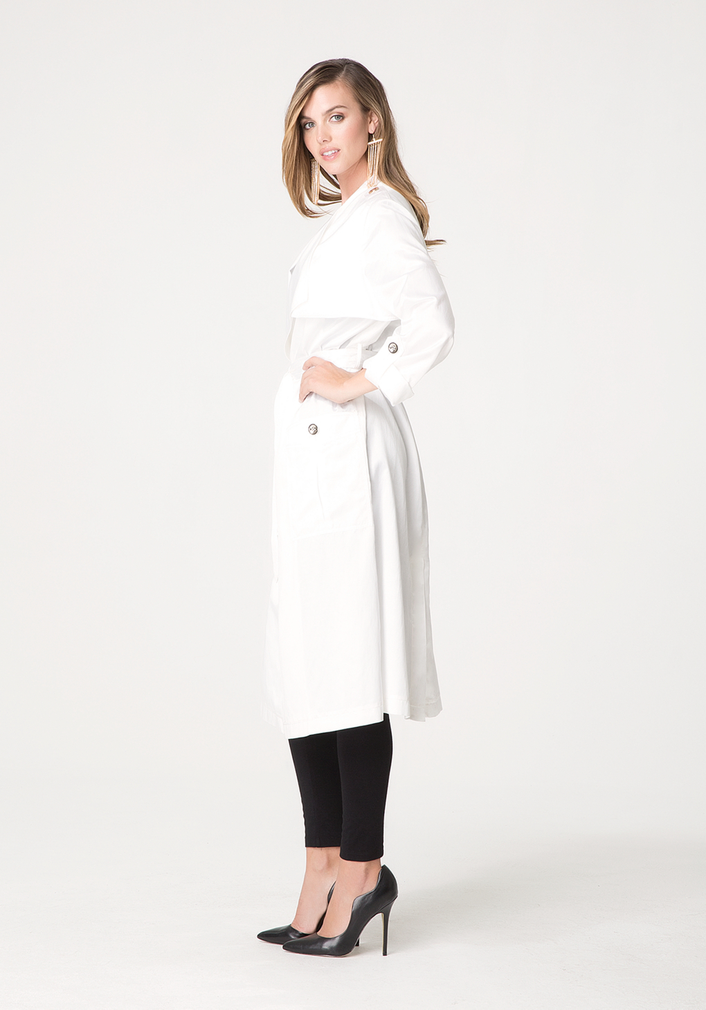 Bebe Silk Duster Coat in White Lyst