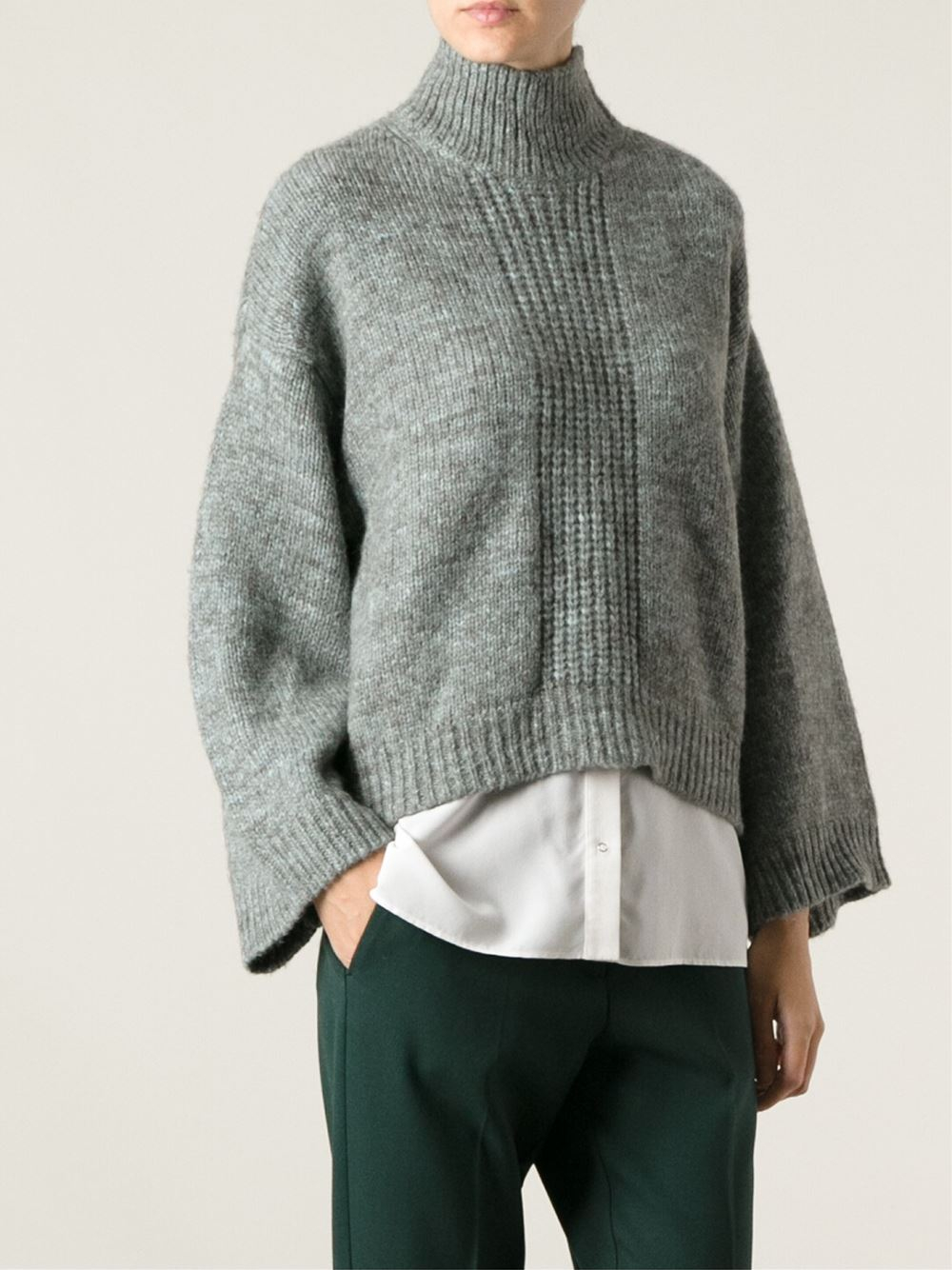 Lyst - 3.1 phillip lim Cropped Boxy Sweater in Gray