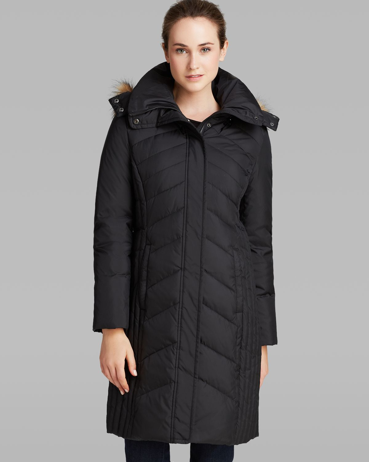 Marc new york Down Coat Mercer Fur Trimmed Hood in Black | Lyst