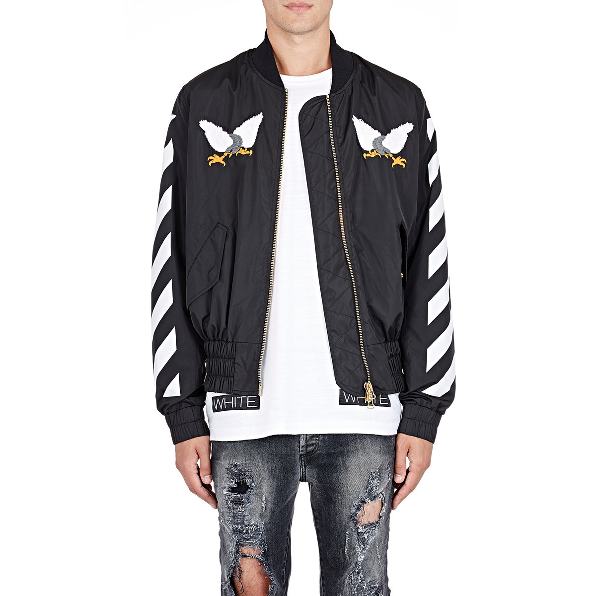 Off-white c/o virgil abloh Eagle-Embroidered Bomber Jacket in Black for ...