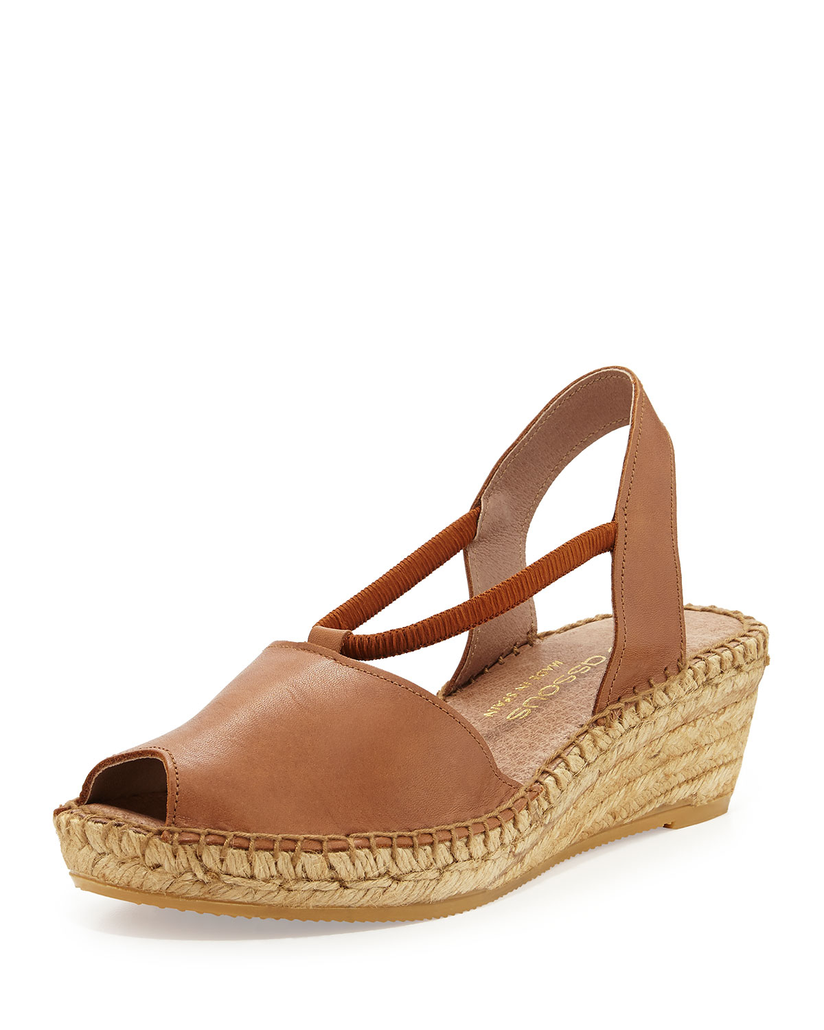 Andre assous Dainty Leather Slip-On Espadrille Wedge in Brown (CUOIO ...
