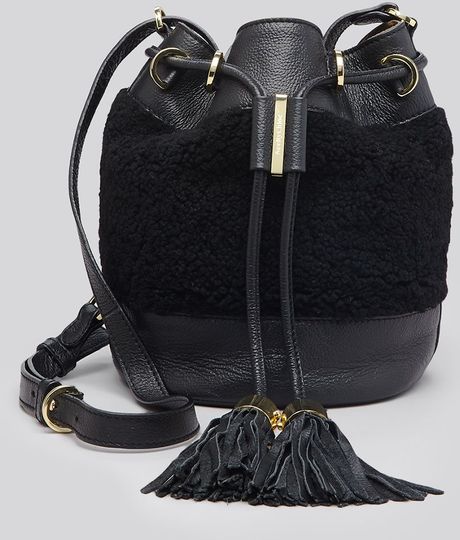 See By Chloé Shoulder Bag - Vicki Small Shearling Bucket in Black | Lyst