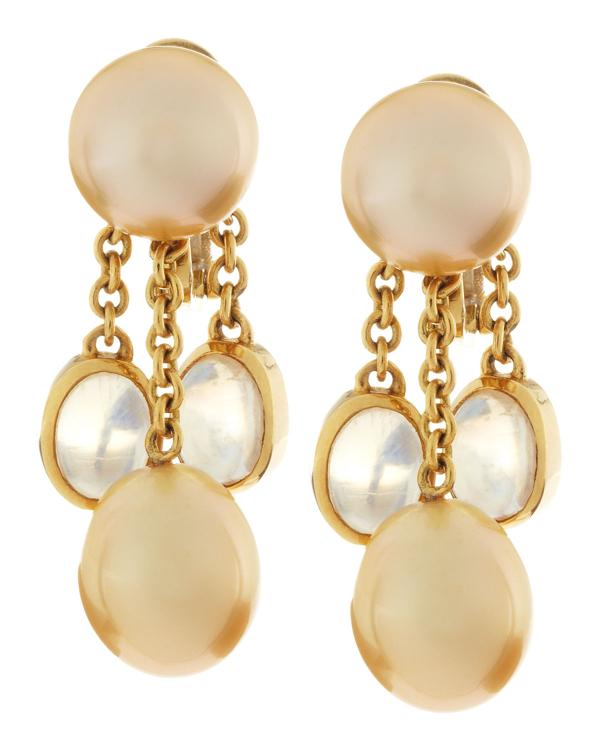 Assael Golden South Sea Pearl Moonstone Earrings in Gold (null) | Lyst