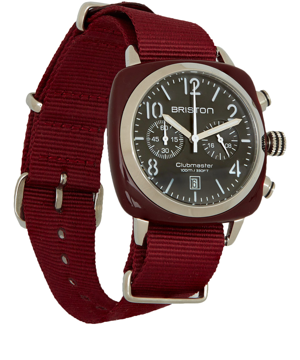 Lyst - Briston Burgundy Clubmaster Chronograph Acetate Watch in Purple ...