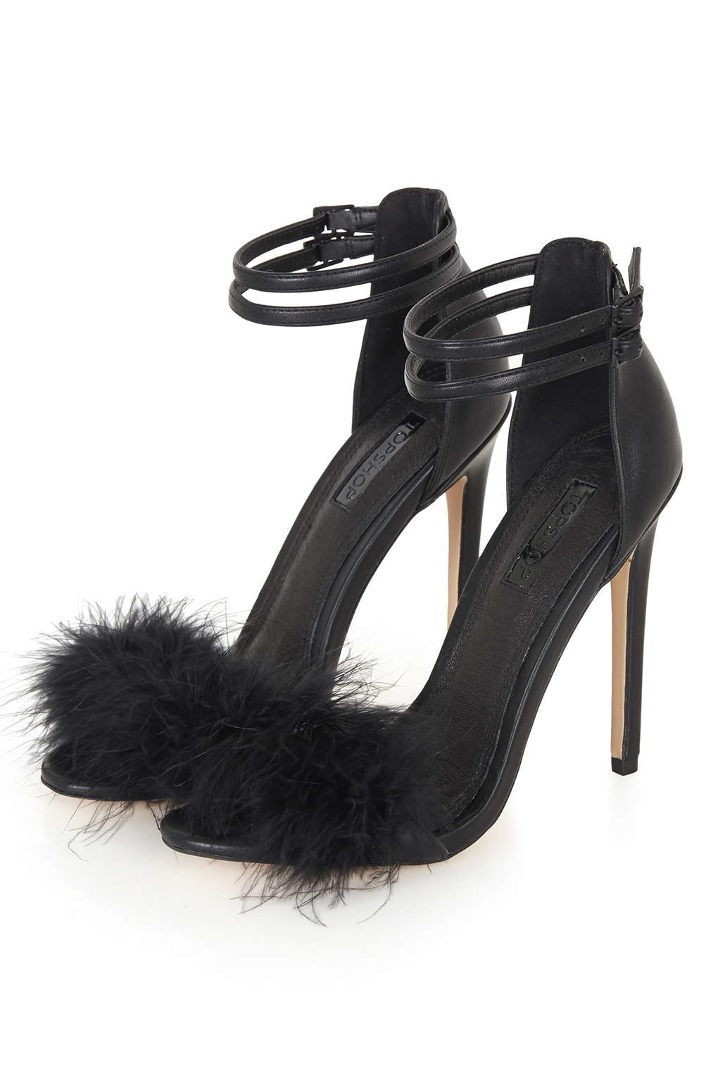 Lyst - Topshop Reese Feather Sandals in Black