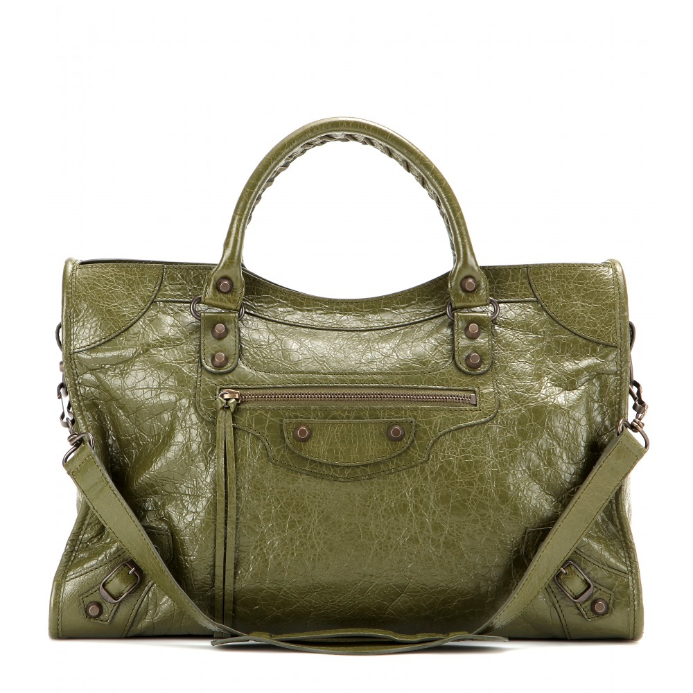 Balenciaga Classic City Leather Tote in Green | Lyst