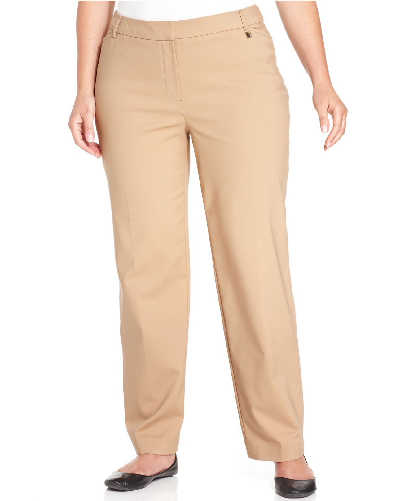 Jones new york Collection Plus Size Straight-Leg Pants in Natural | Lyst