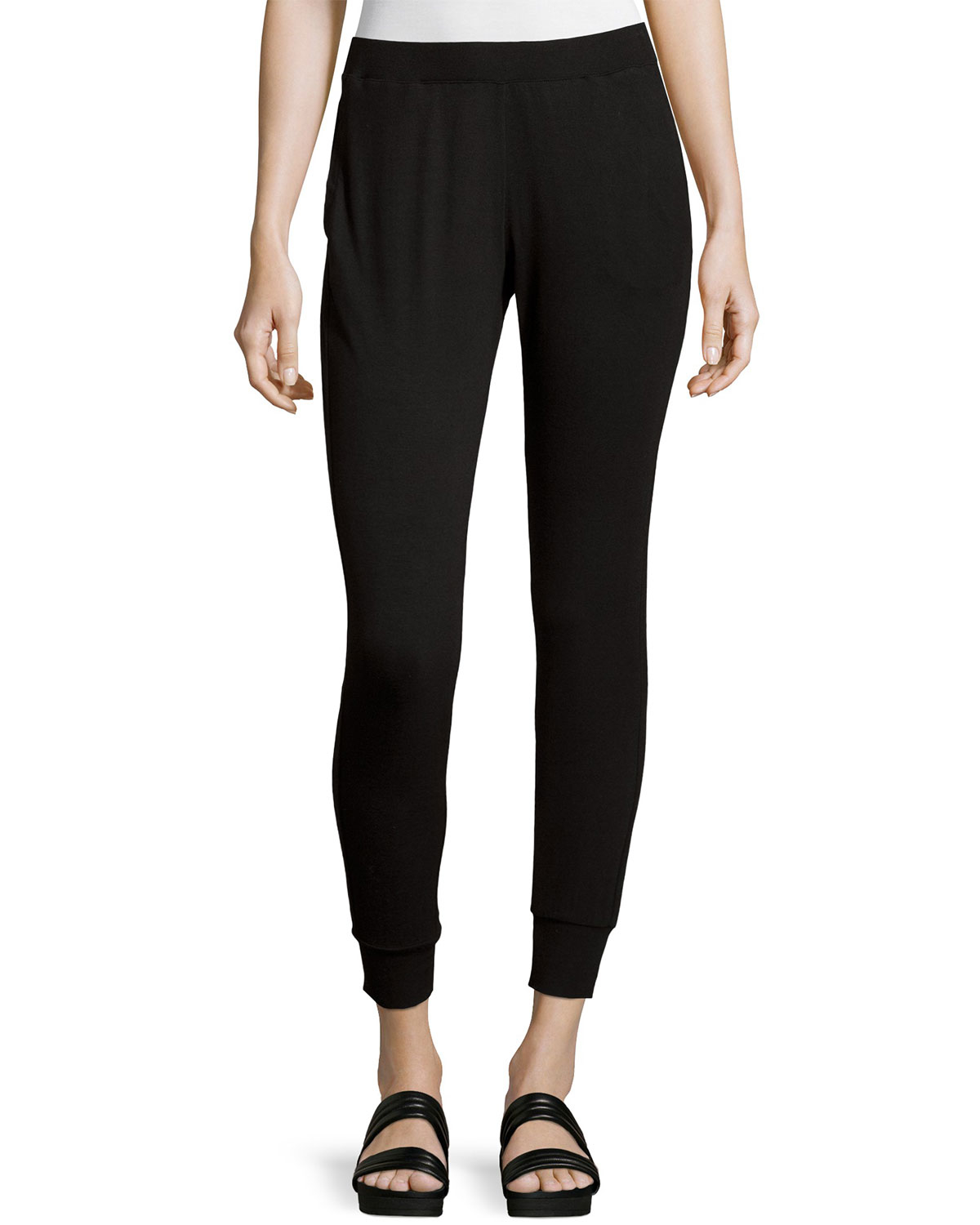 Lyst - Neiman Marcus Cropped Pull-on Track Pants in Black