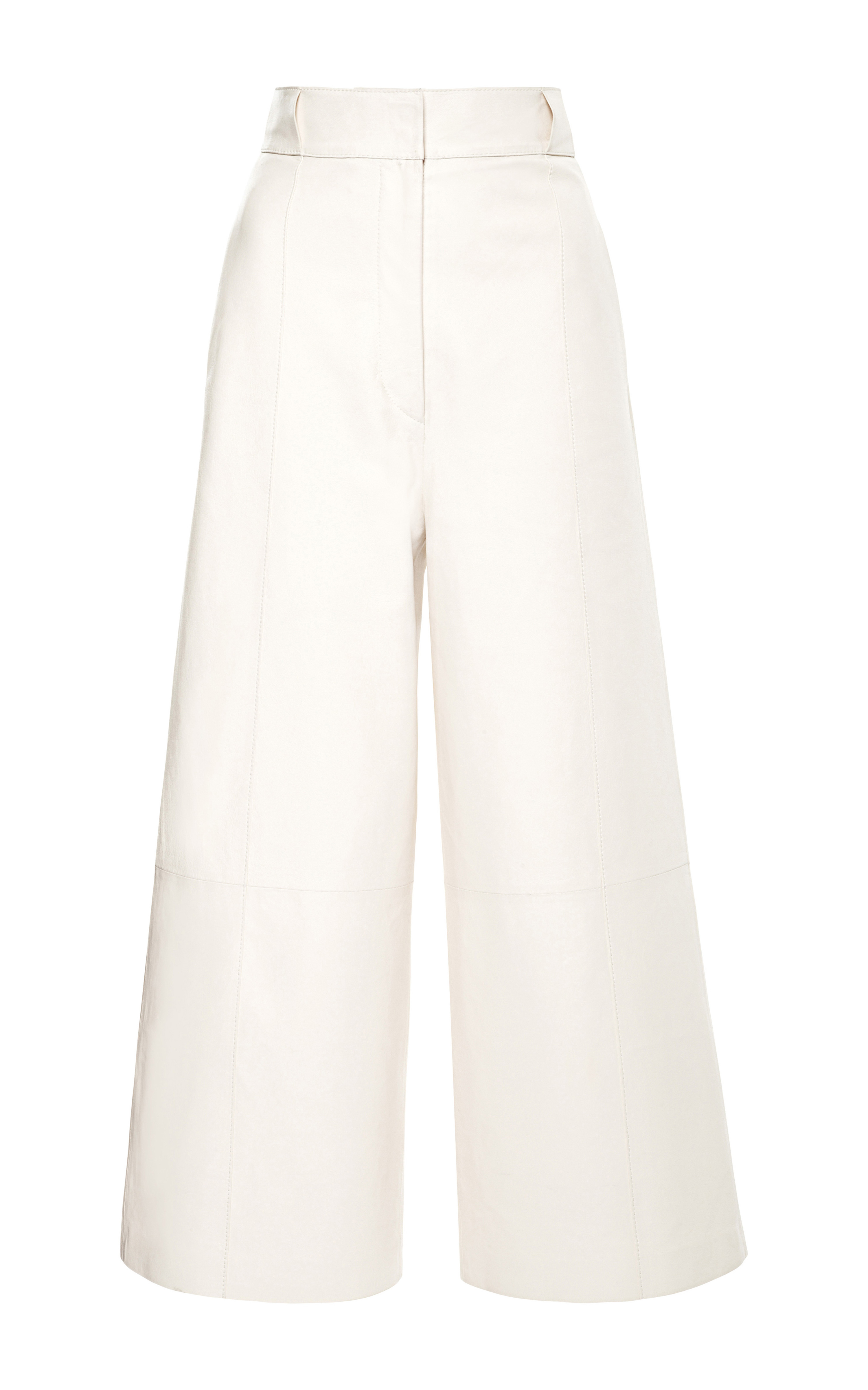 Lyst - Proenza Schouler Plonge Leather High Waist Culottes Pant in White