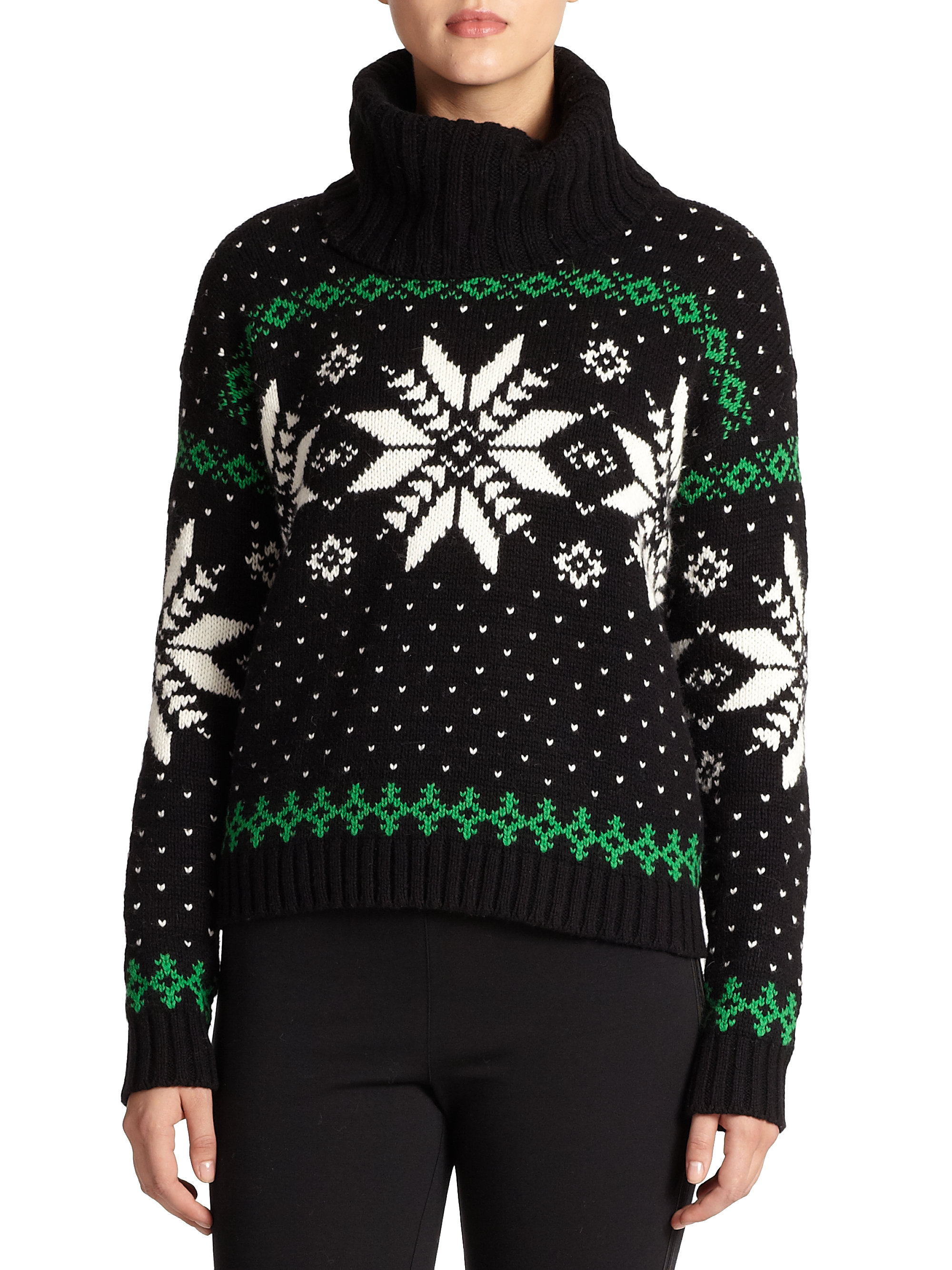 Lyst Polo Ralph Lauren Patterned Turtleneck Sweater In Black