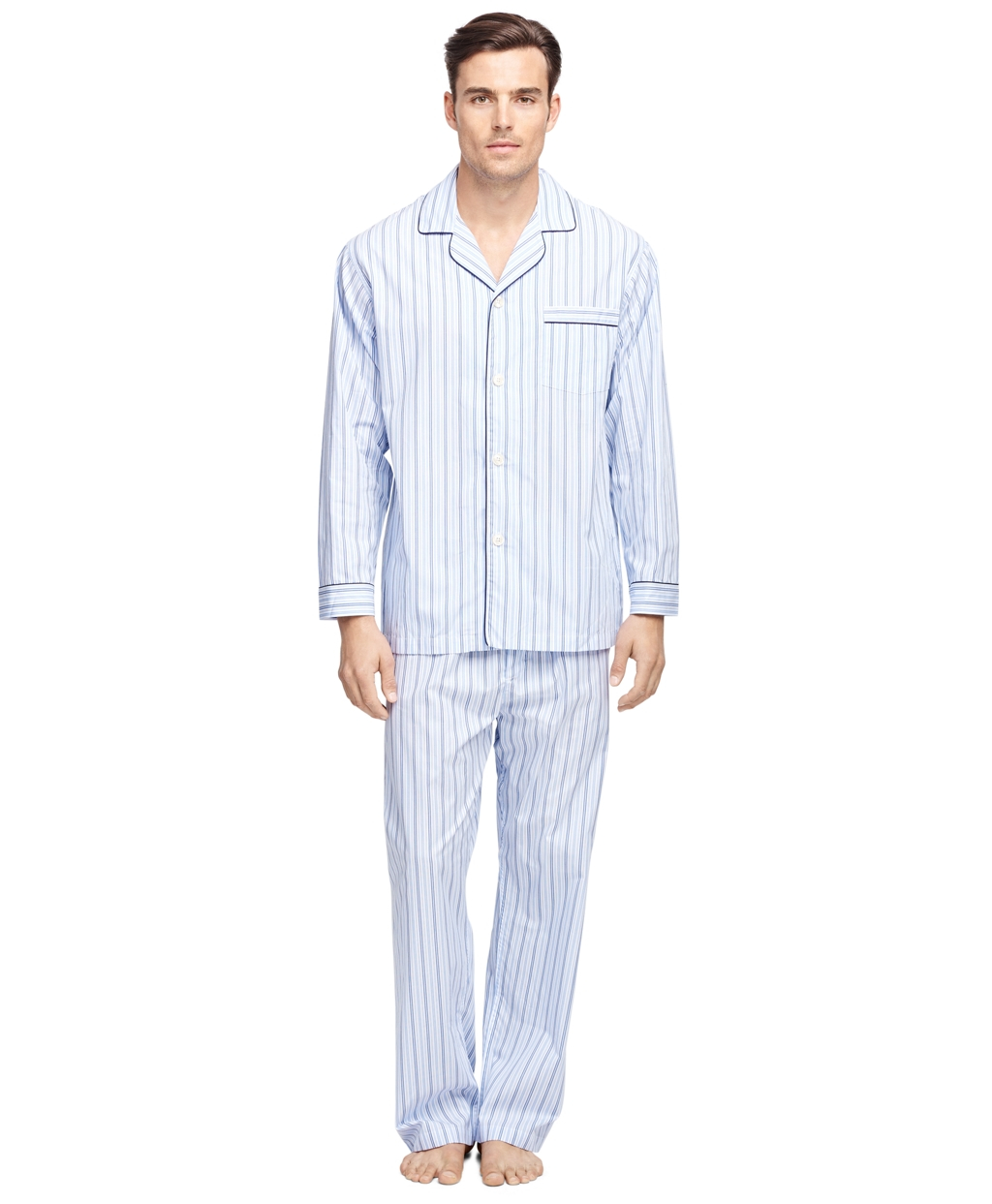 Lyst - Brooks Brothers Alternating Hairline Bold Stripe Pajamas in Blue ...