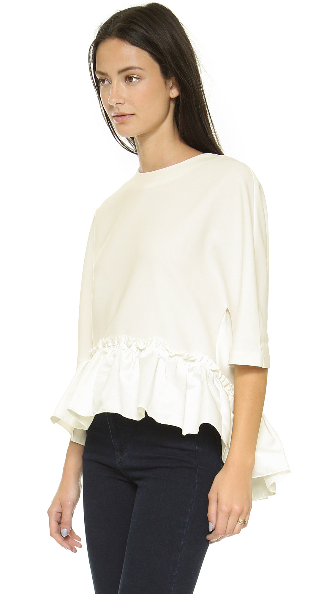 English Factory Flounce Blouse - White in White - Lyst