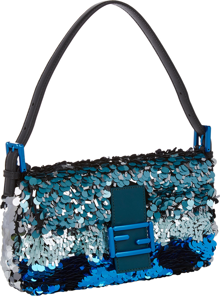 fendi blue sequin baguette