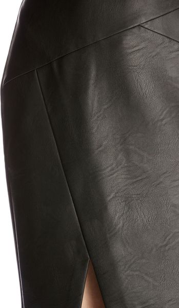 Oasis Faux Leather Wrap Pencil Skirt in Black | Lyst
