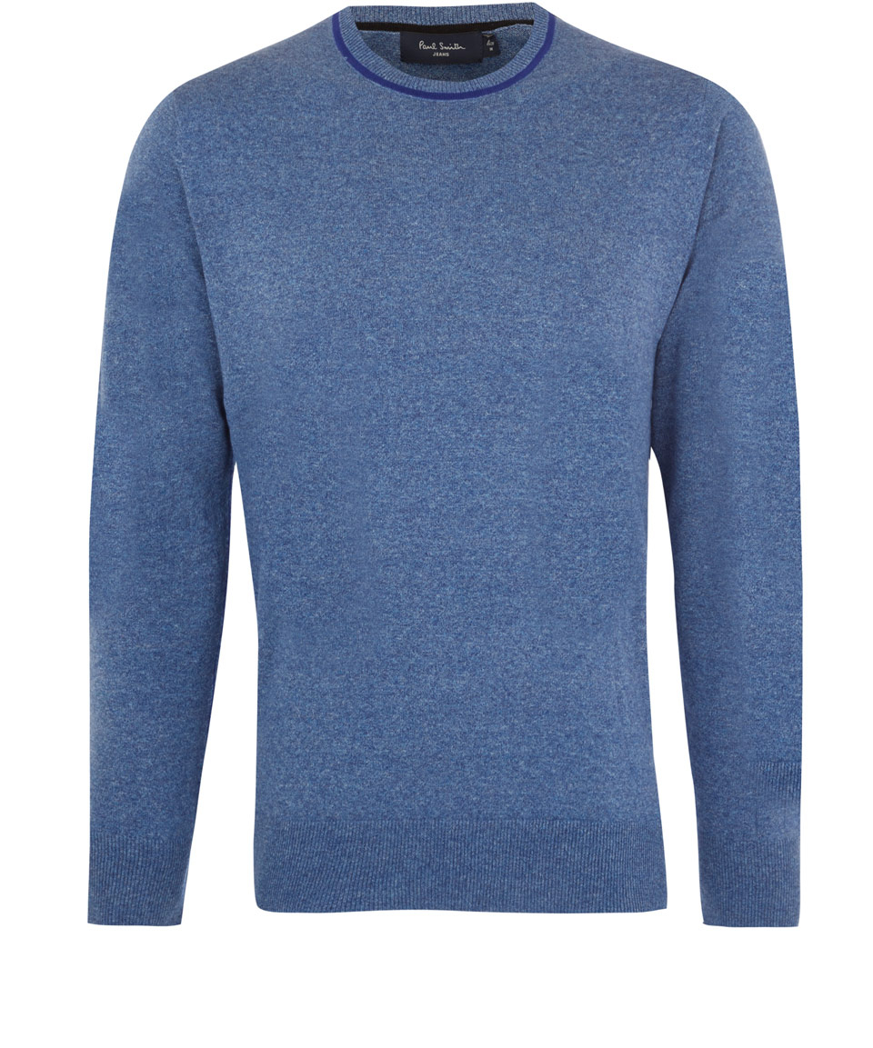 Lyst - Paul Smith Blue Melange Crew Neck Jumper in Blue for Men