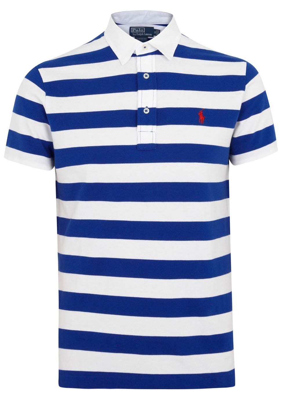 Polo Ralph Lauren | Blue and White Striped Piqué Cotton Polo Shirt for ...
